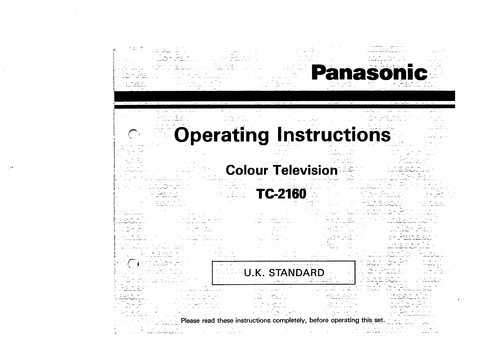 Panasonic TC-2160 User Manual