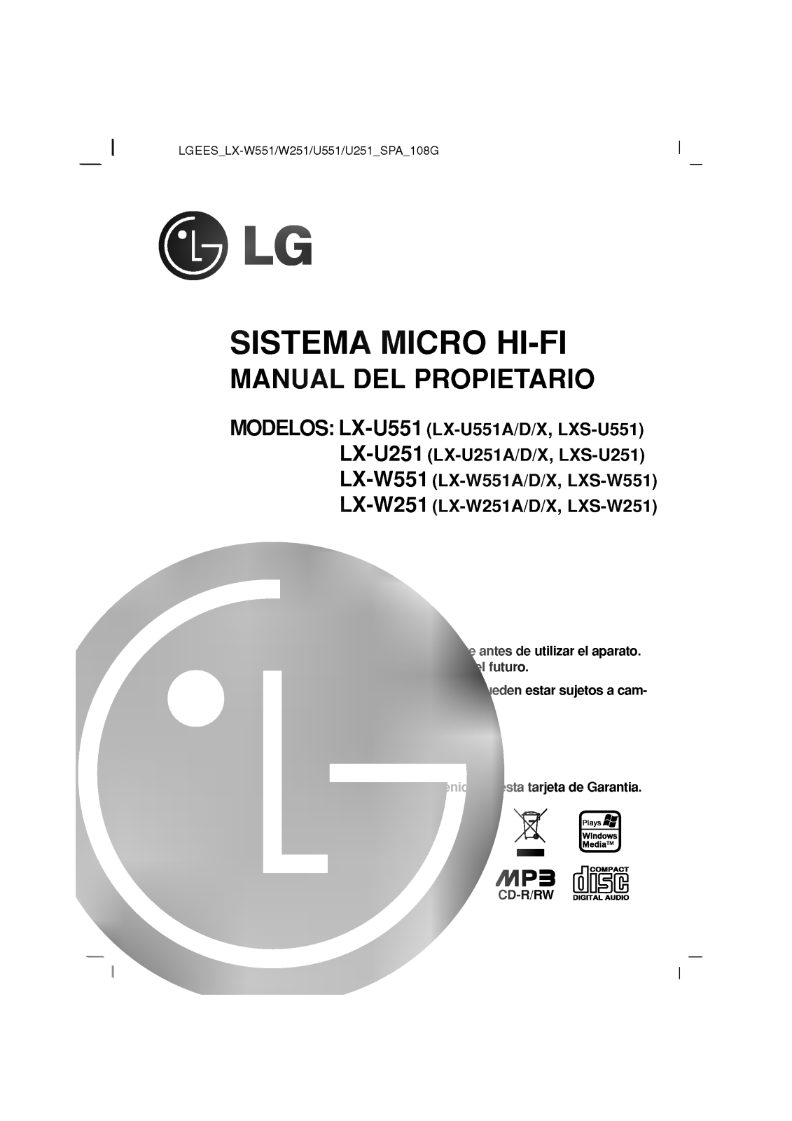 LG LX-U551D User Manual