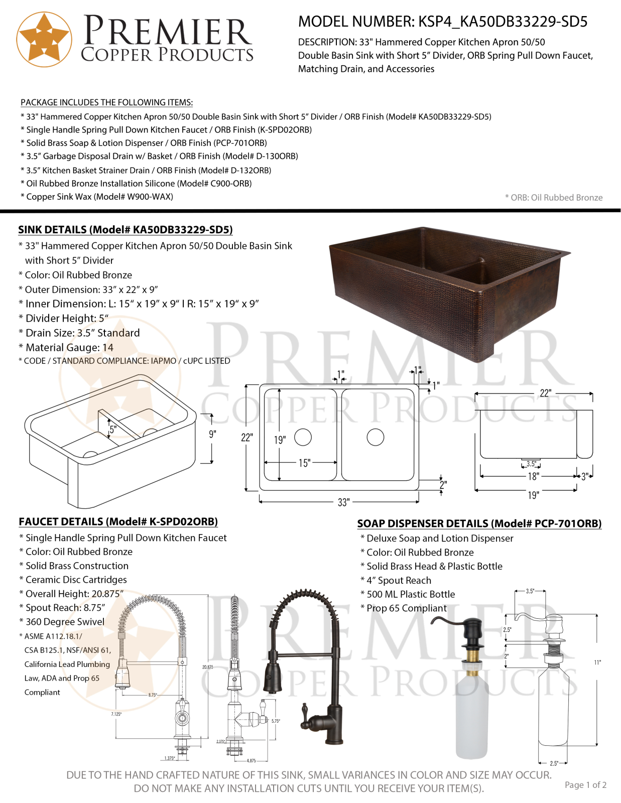 Premier Copper Products IER1956 Specifications - ManualMachine.com