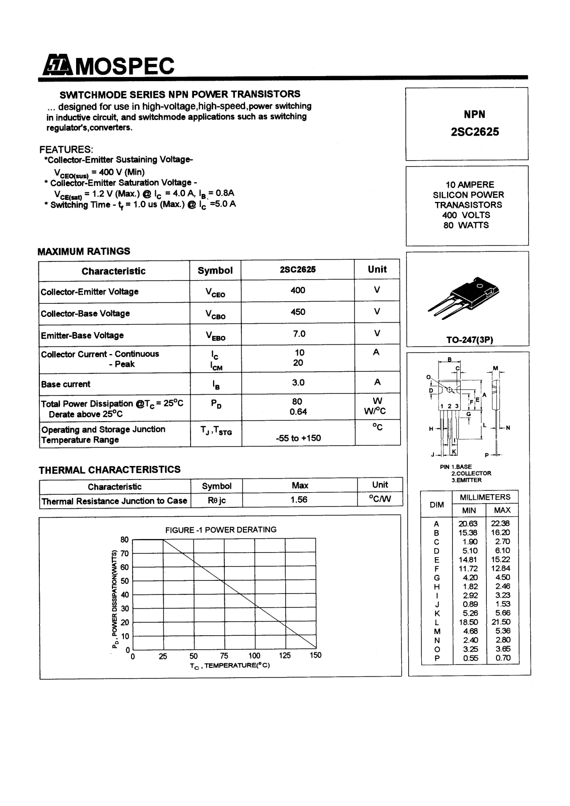 MOSPEC 2SC2625 Datasheet