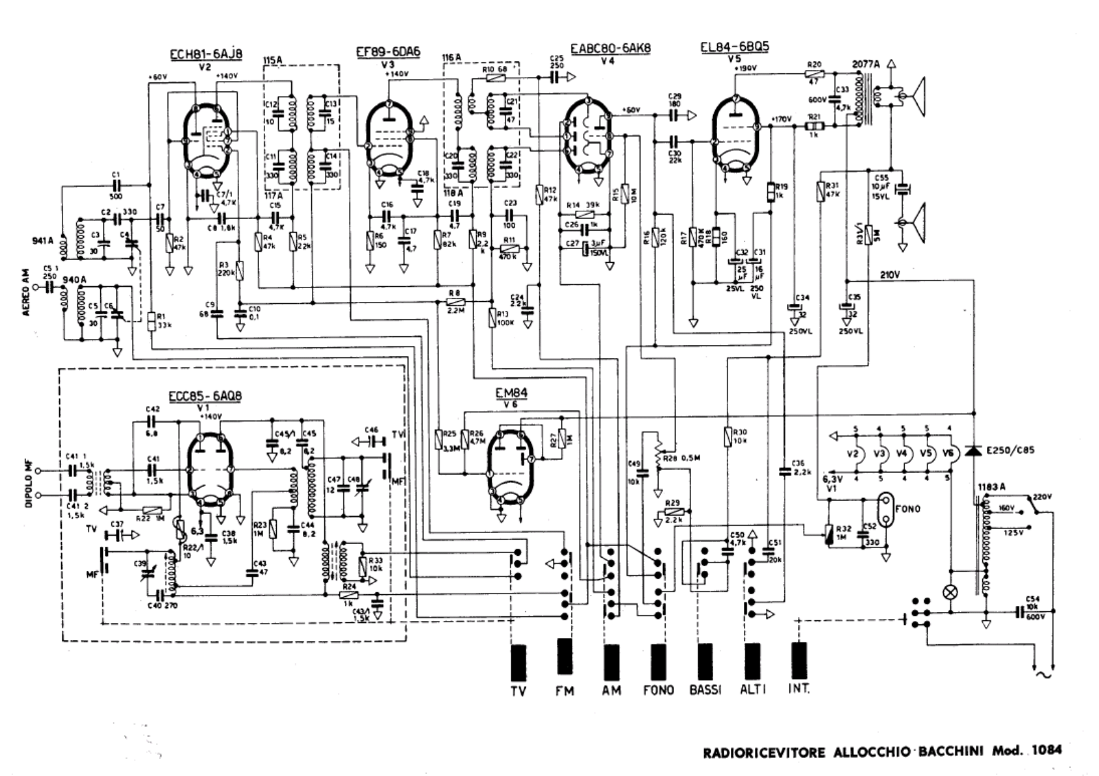 Allocchio Bacchini 1084 schematic