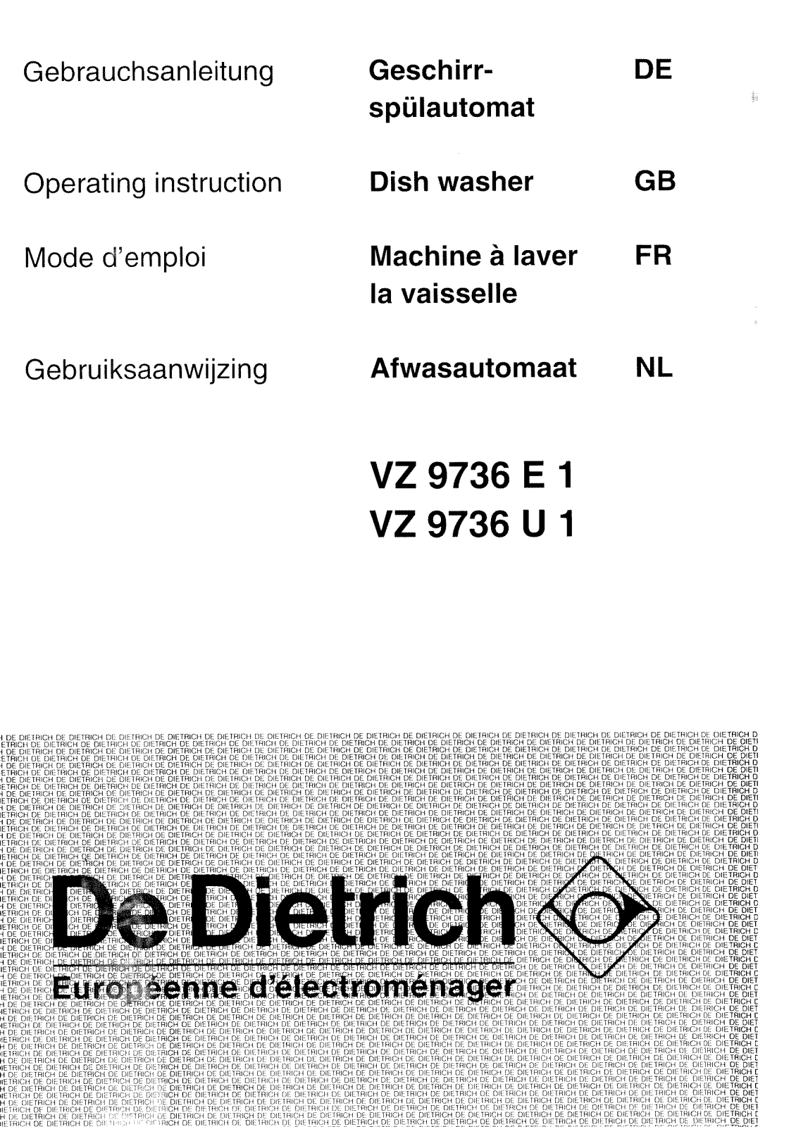 De dietrich VZ9736U1, VZ9736E1 User Manual