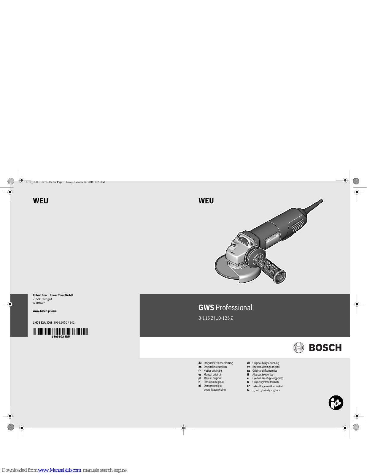 Bosch 8-115 Z, 10-125 Z Original Instructions Manual