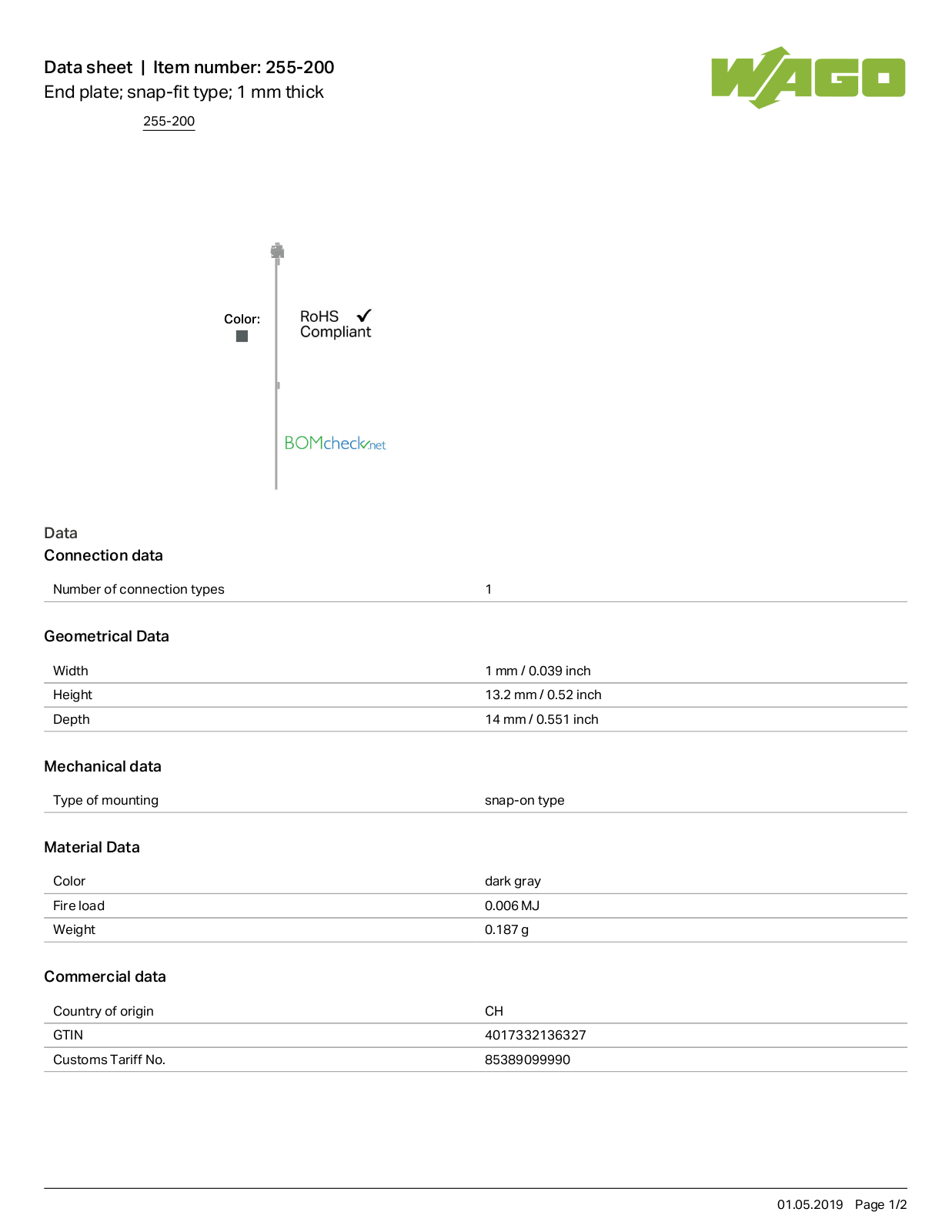 Wago 255-200 Data Sheet