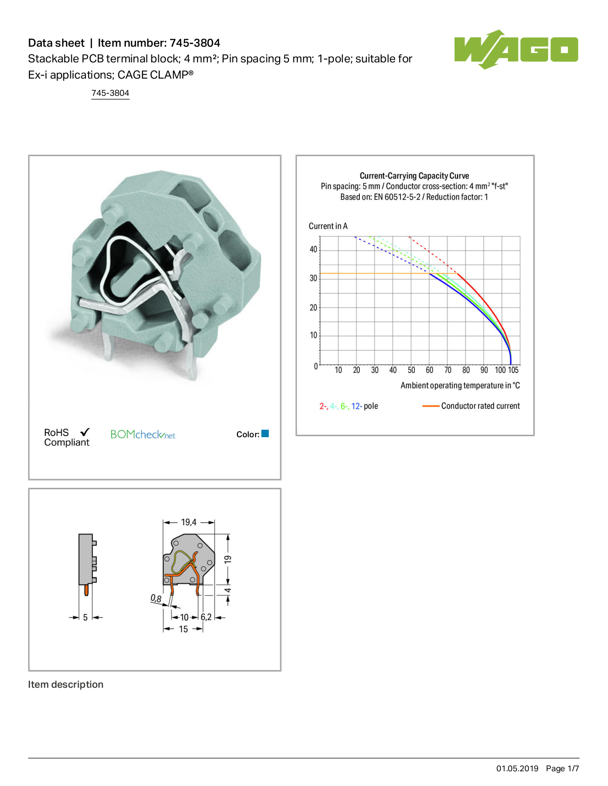 Wago 745-3804 Data Sheet