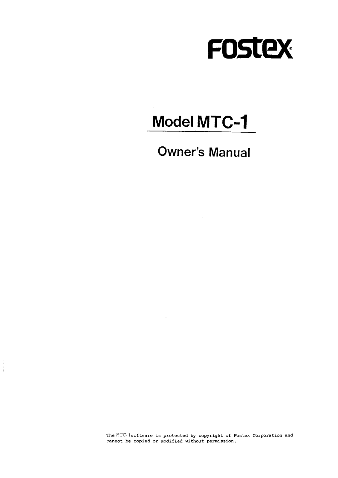 Fostex MTC-1 User Manual