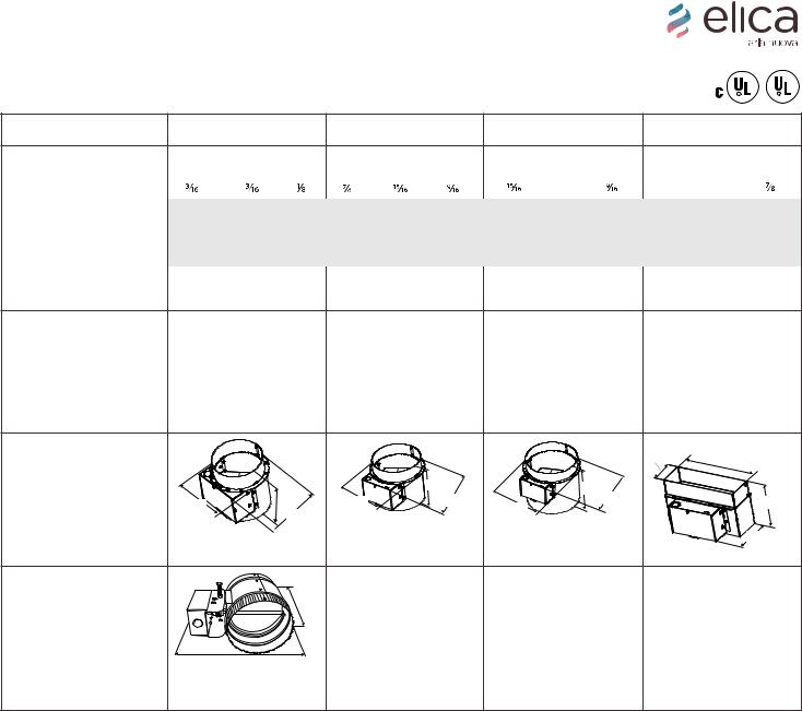 Elica KIT0148906A, KIT0148914A, KIT0148978A, KIT0148981A Make-Up Air Kits Specification Sheet