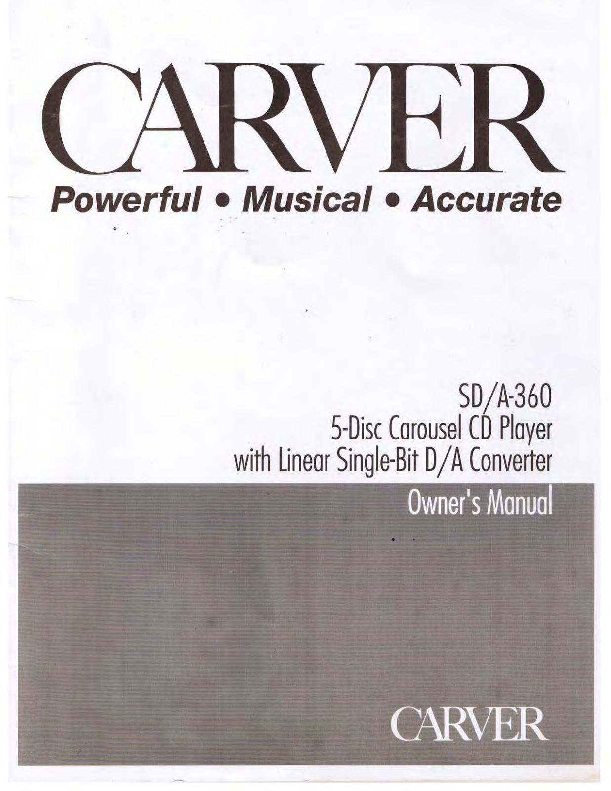 Carver SDA-360 Owners manual