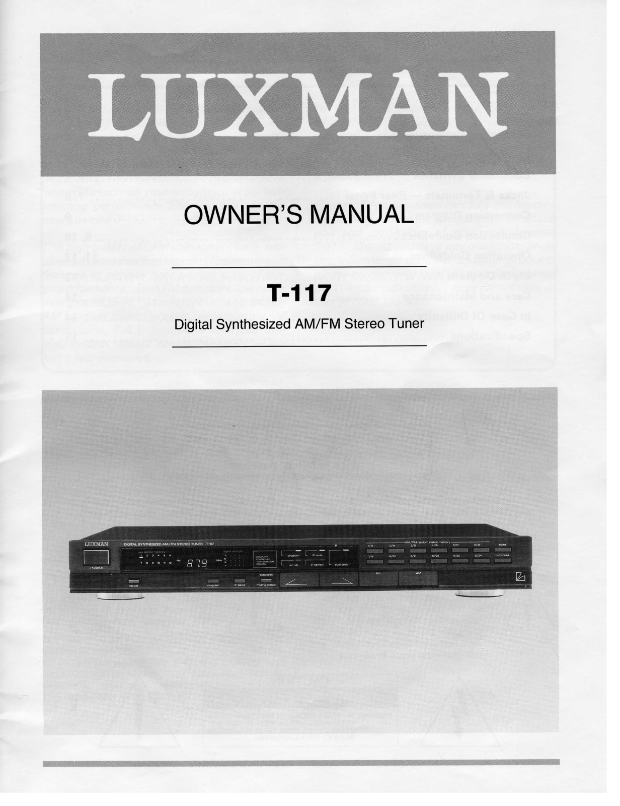 Luxman T-117 Owners manual