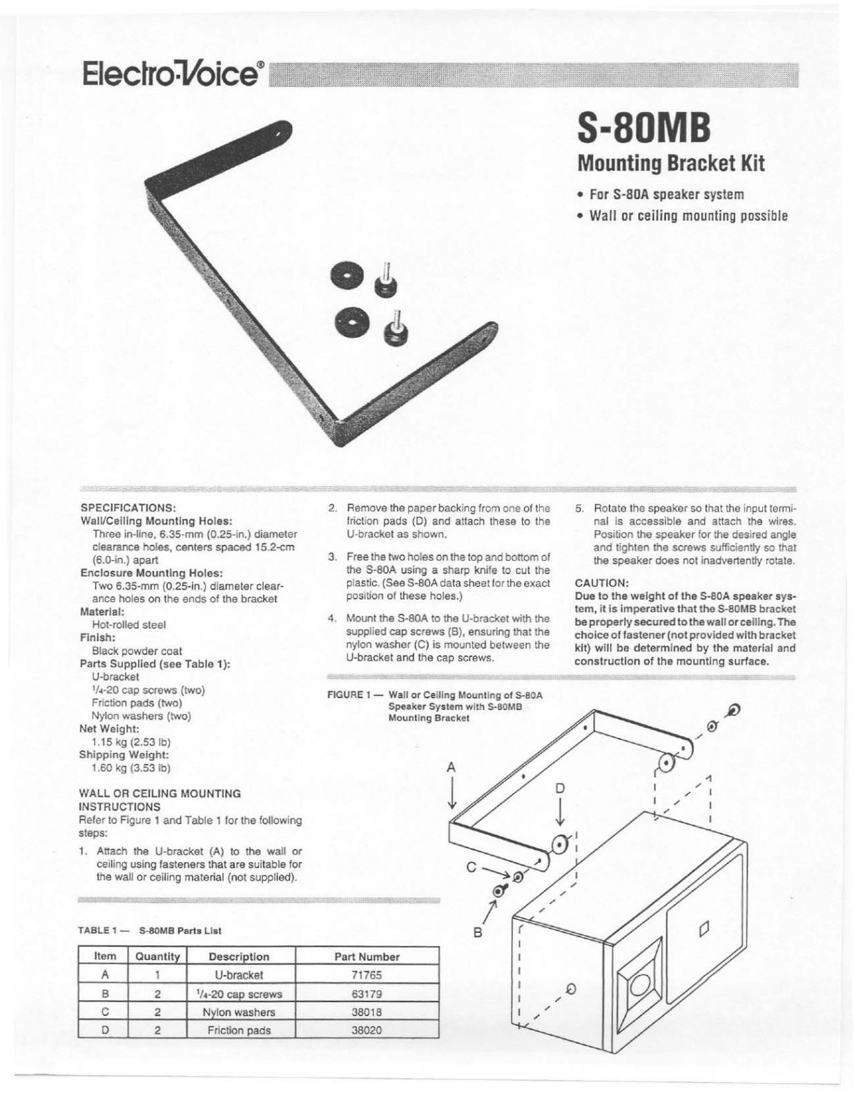 Electro-voice S-80MB DATASHEET