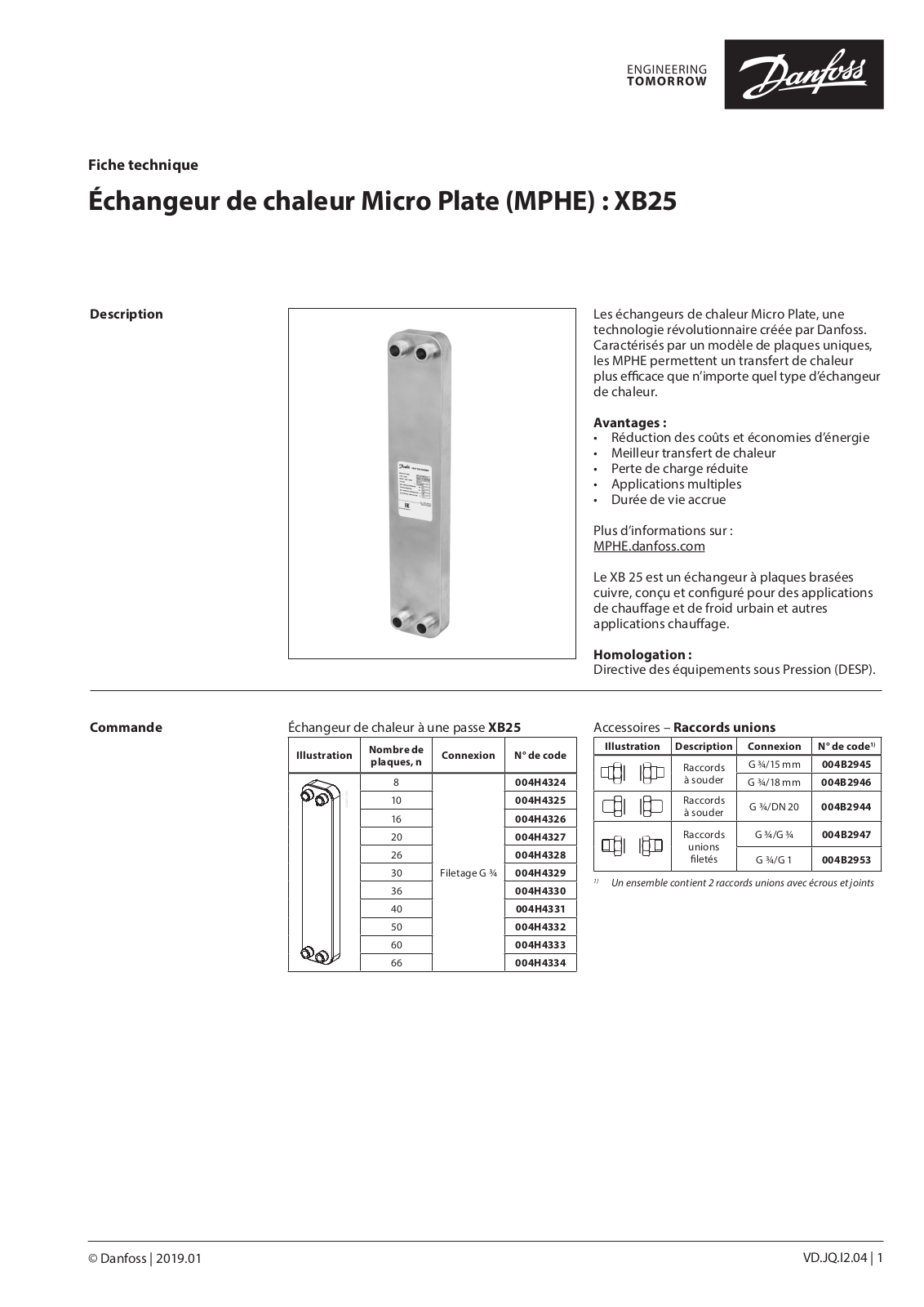 Danfoss XB25 Data sheet