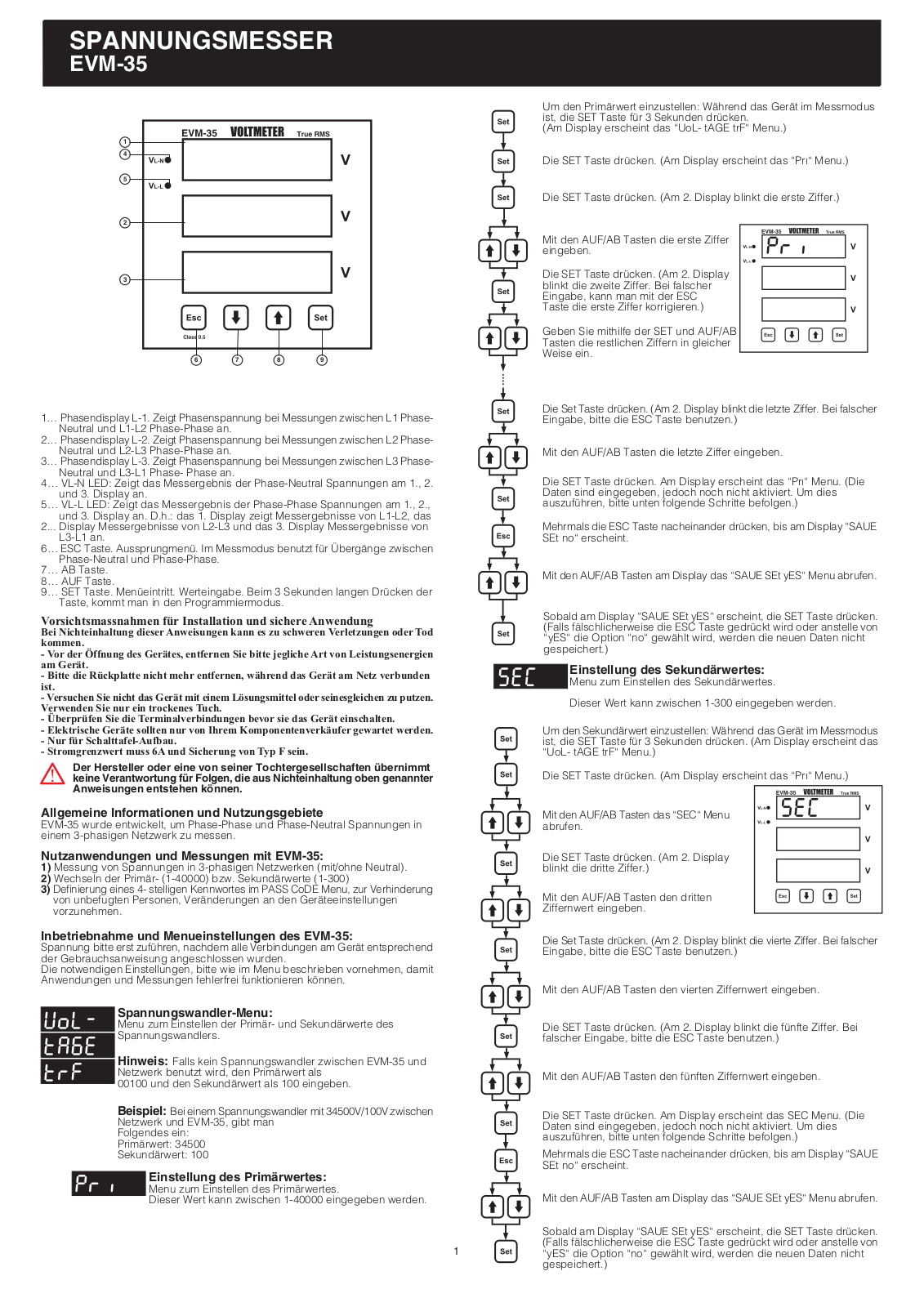 ENTES EVM-35 User manual