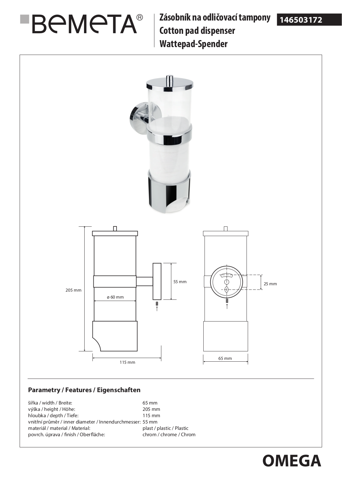 Bemeta Omega 146503172 User guide