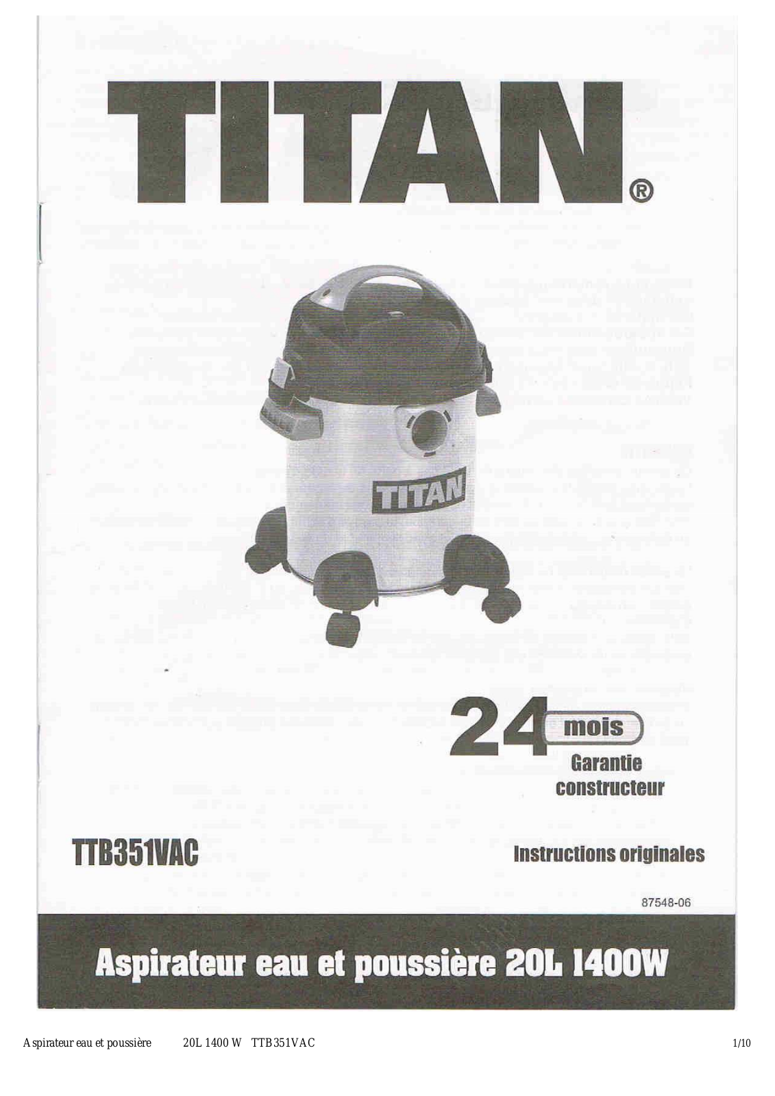 TITAN TTB351VAC User Manual