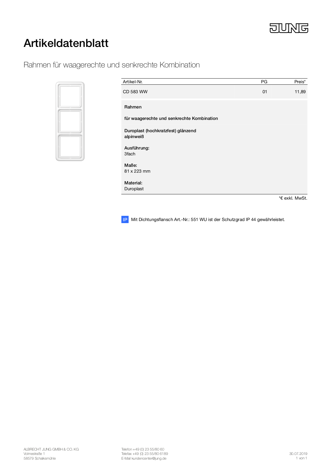 Jung CD 583 W User Manual