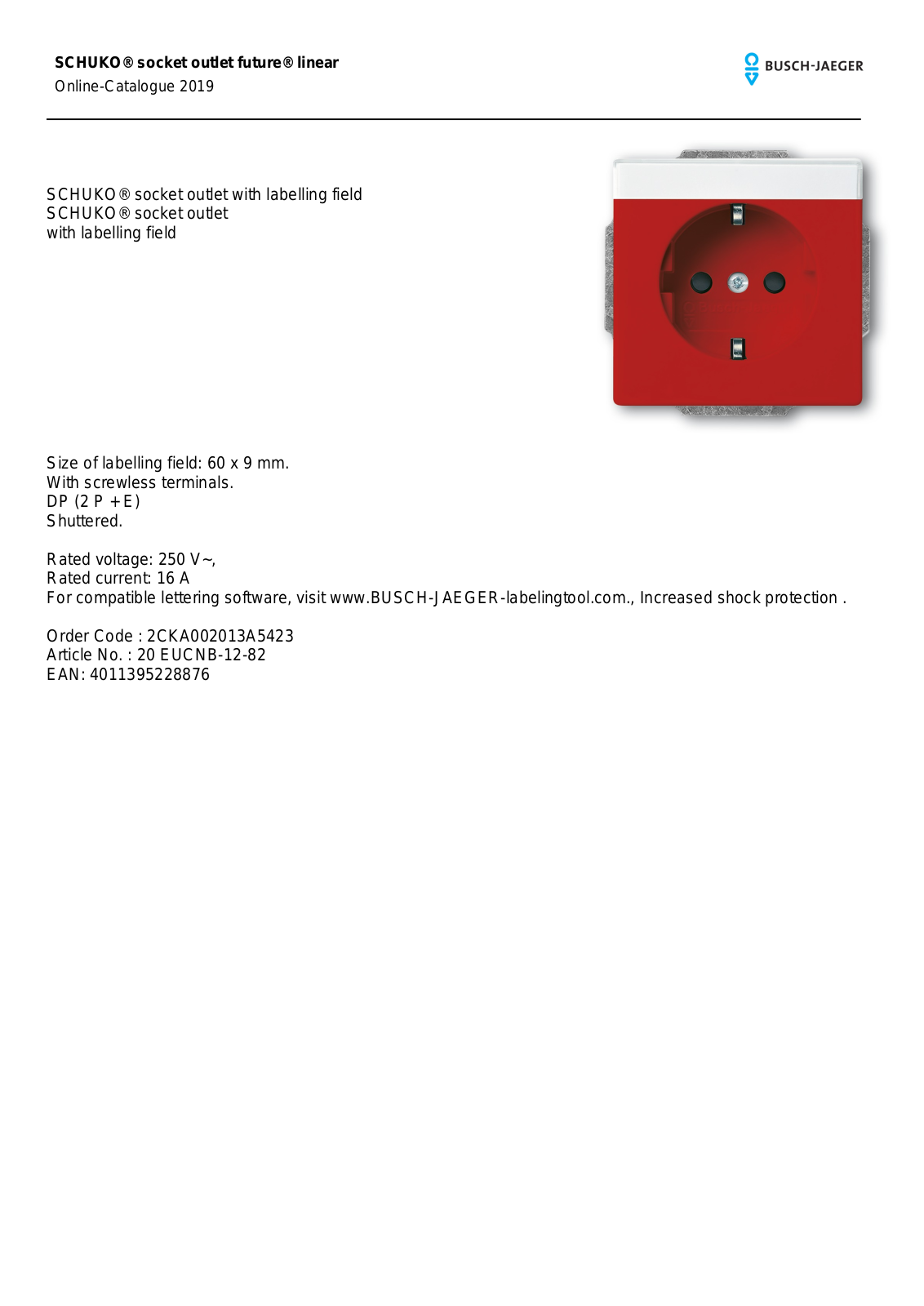 Busch-Jaeger 20 EUCNB-12-82 User Manual
