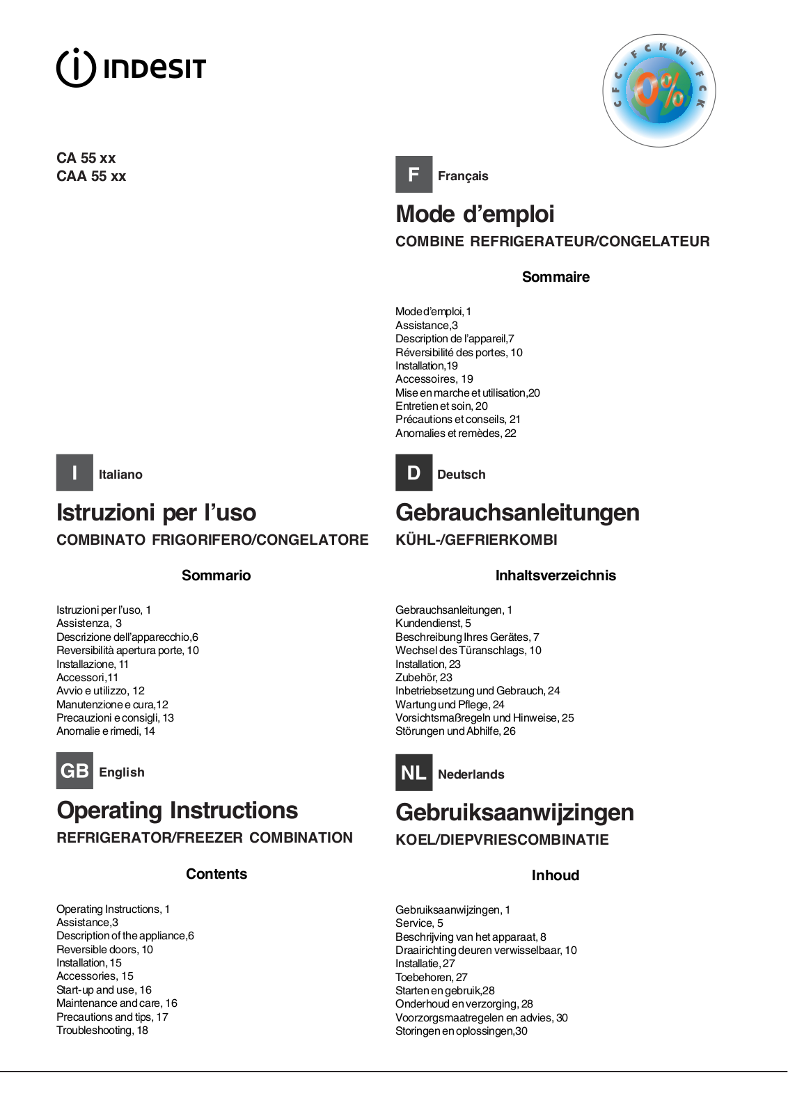 Indesit CAA-55-NF User Manual