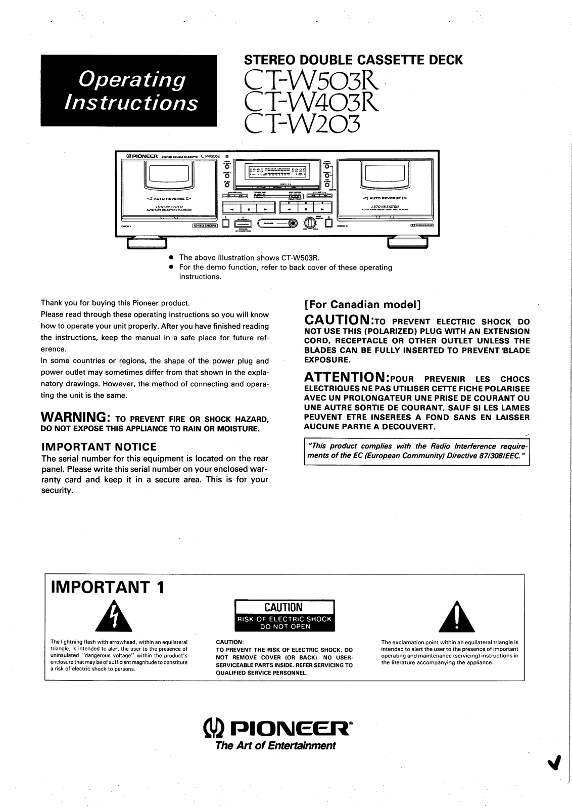 Pioneer CTW-503-R Owners manual