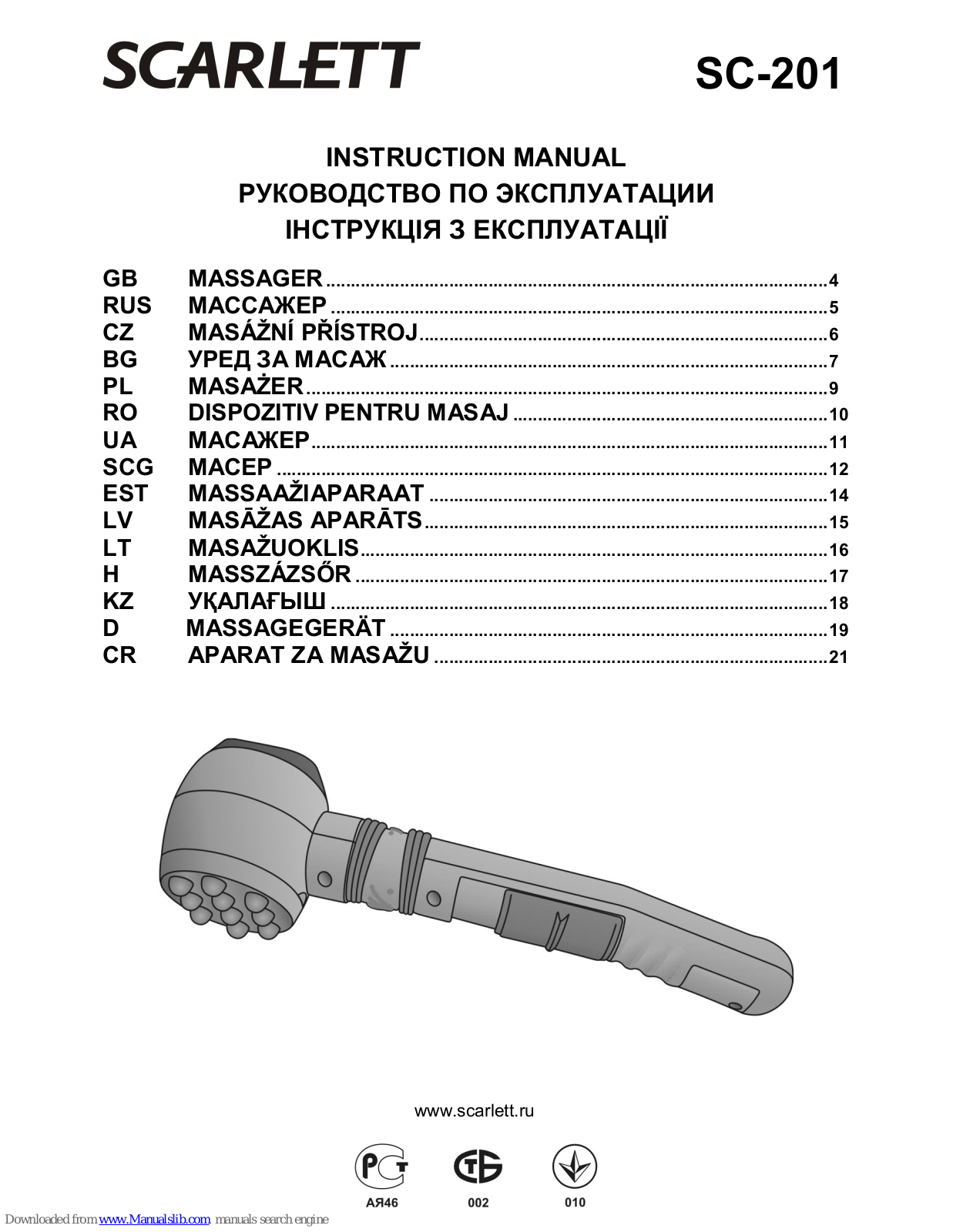 Scarlett SC-201,SC-206 Instruction Manual