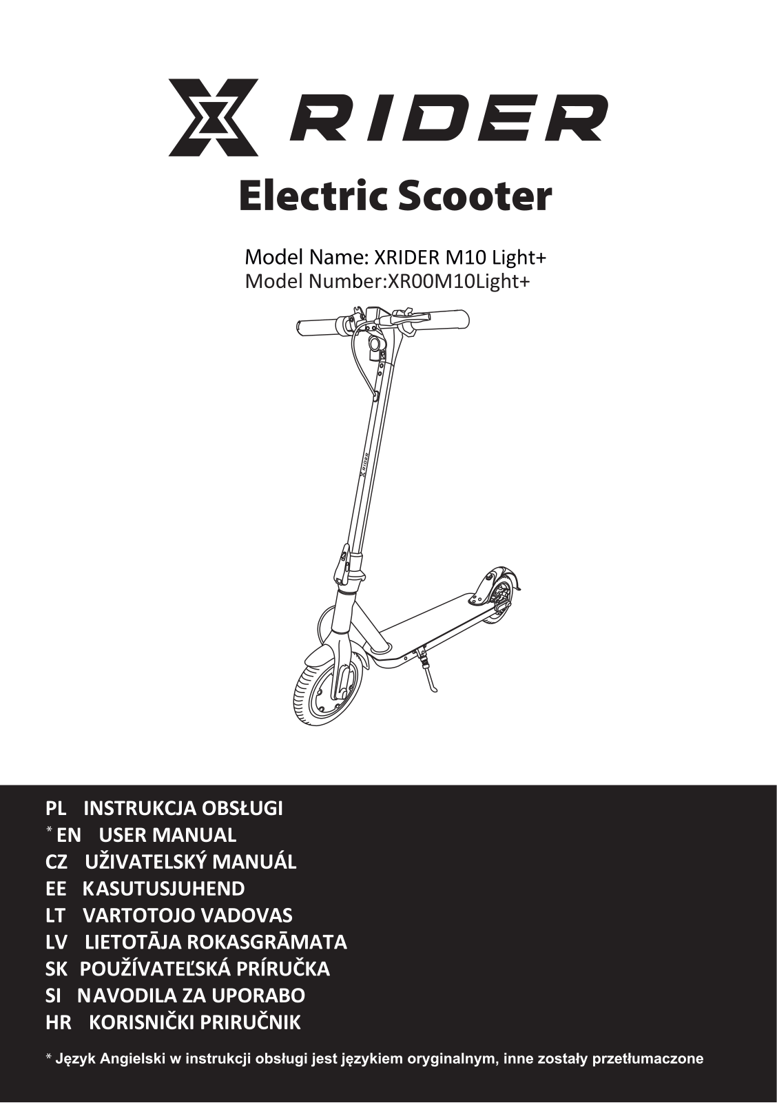 XRIDER M10 Light+, XR00M10Light+ User guide - ManualMachine.com