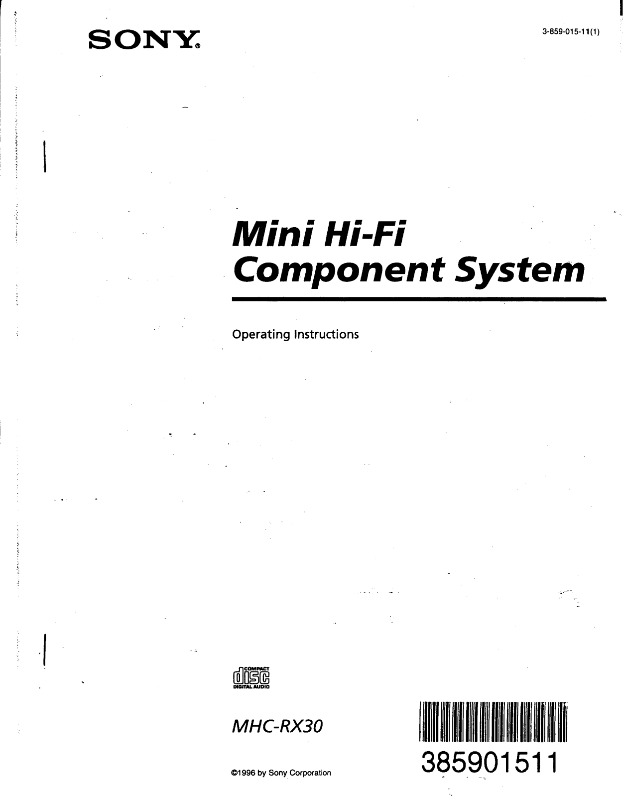Sony MHC-RX30 Operating Manual