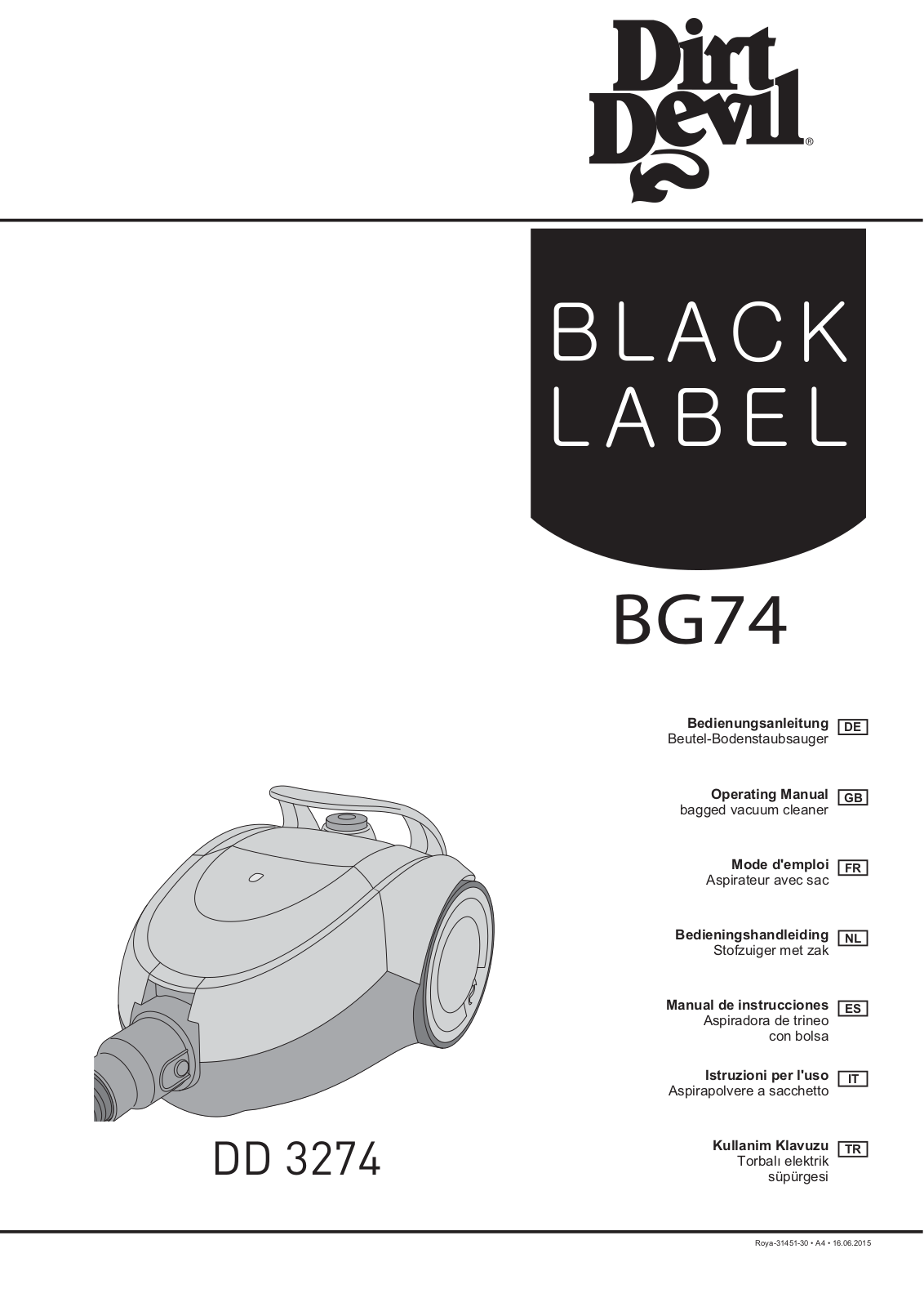 Dirt Devil DD3274 User manual