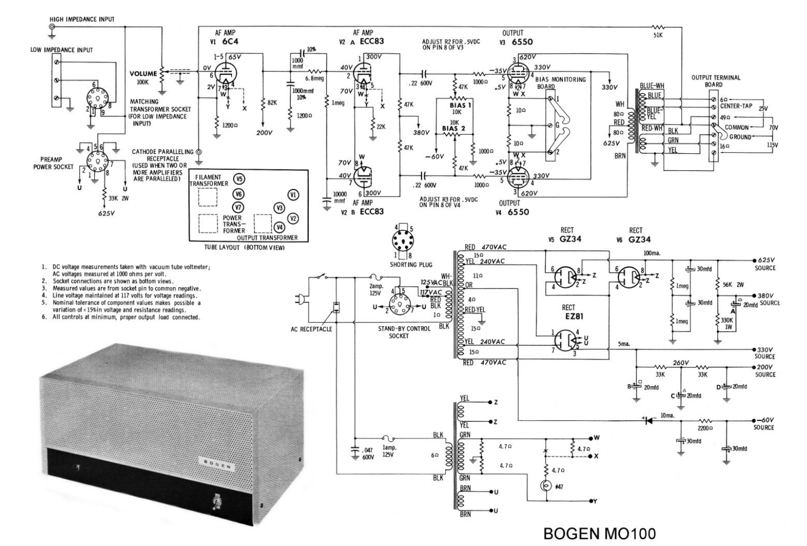 Bogen MO-100 Schematic