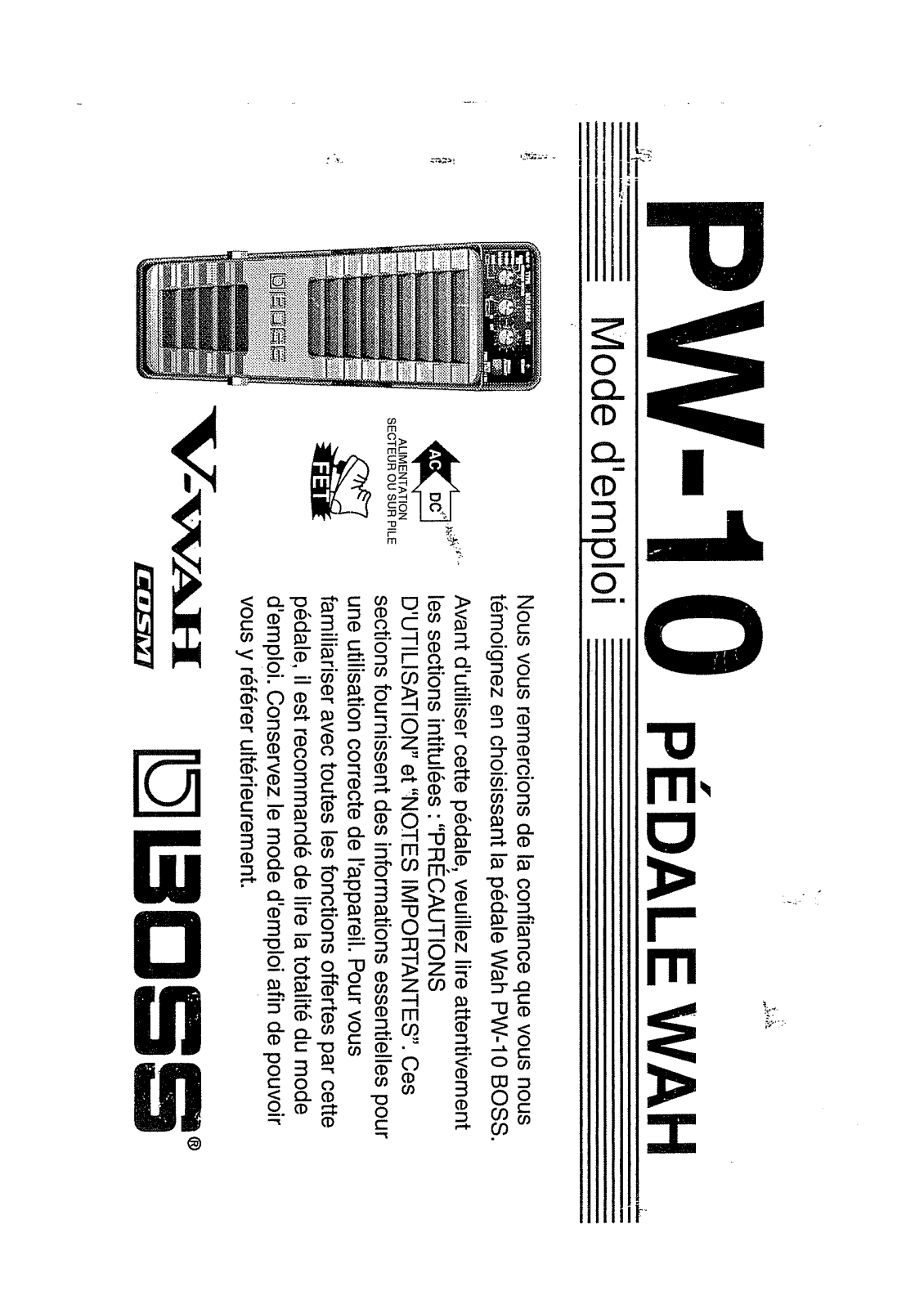 Roland PW-10 User Manual