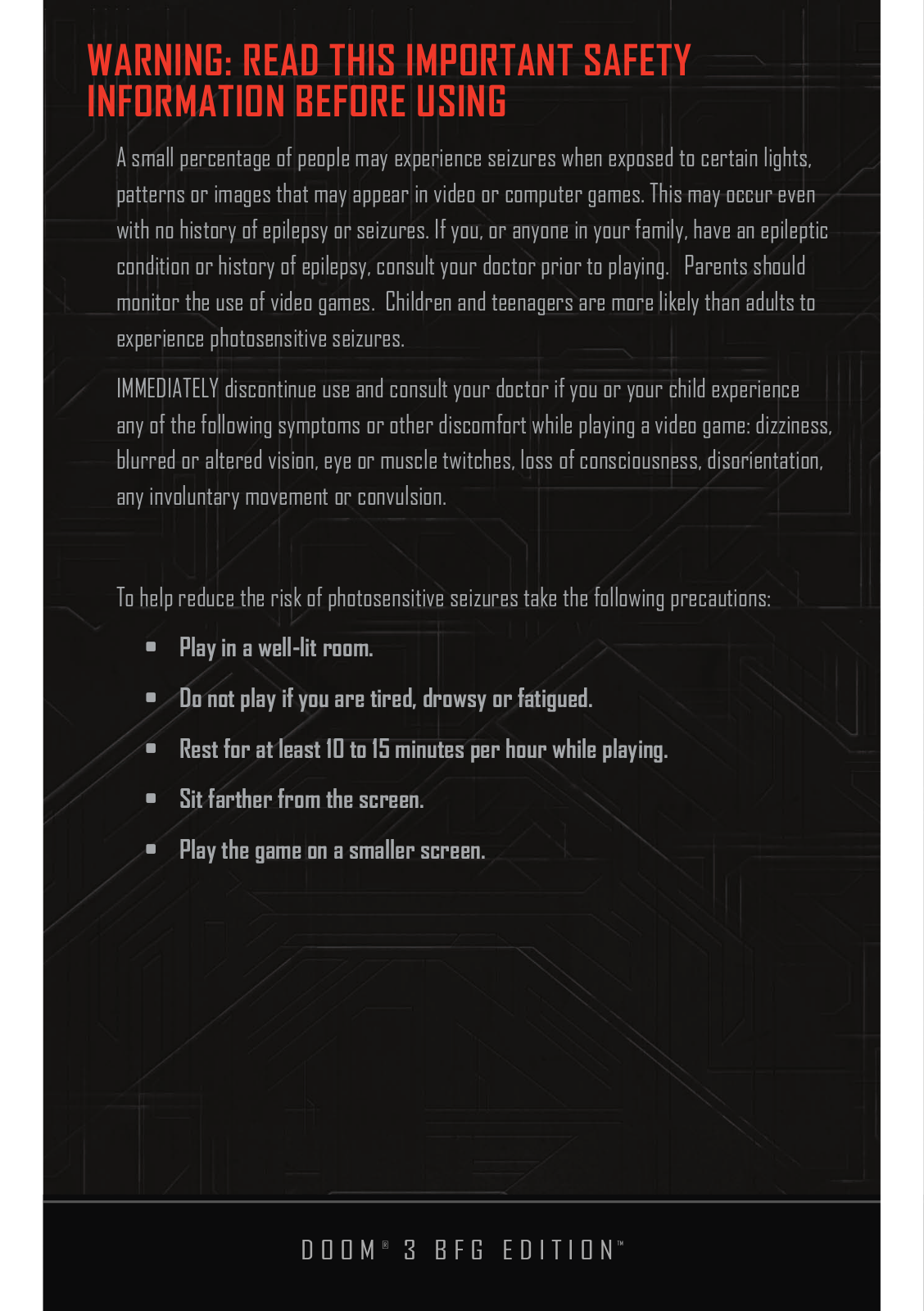 Game PC Doom III User Manual