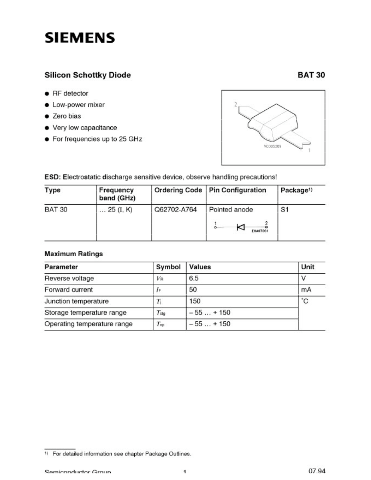 Siemens BAT30 Datasheet