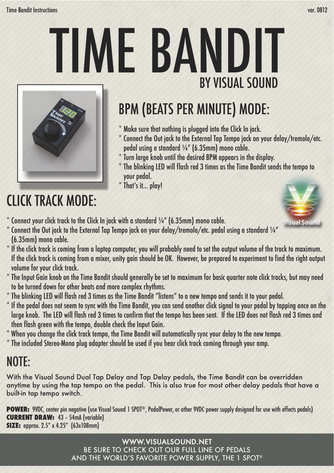 Visual Sound Time Bandit User Manual - ManualMachine.com