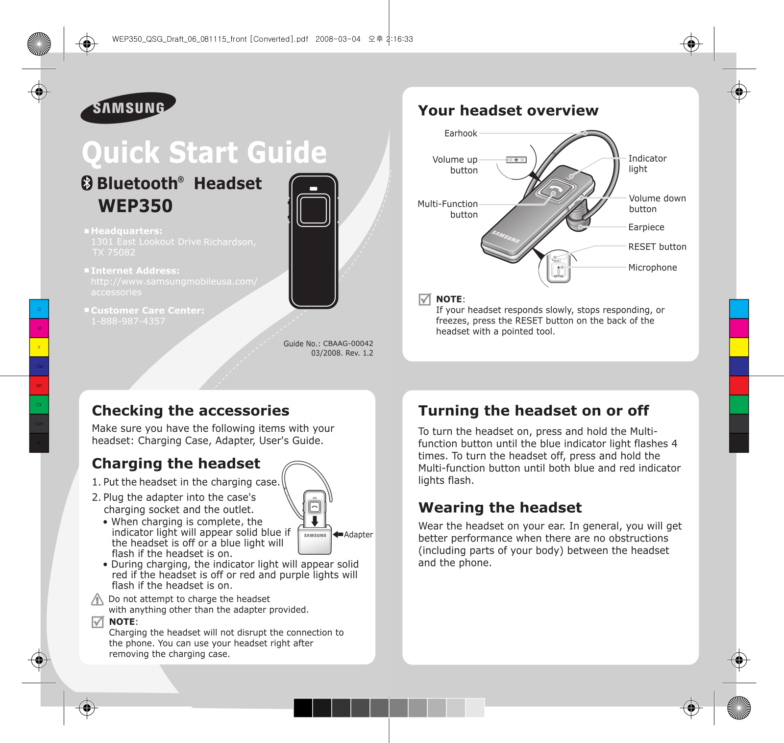 Samsung AWEP350JSECSTA, AWEP350JPECSTA, AWEP350JDECSTA Quick Guide