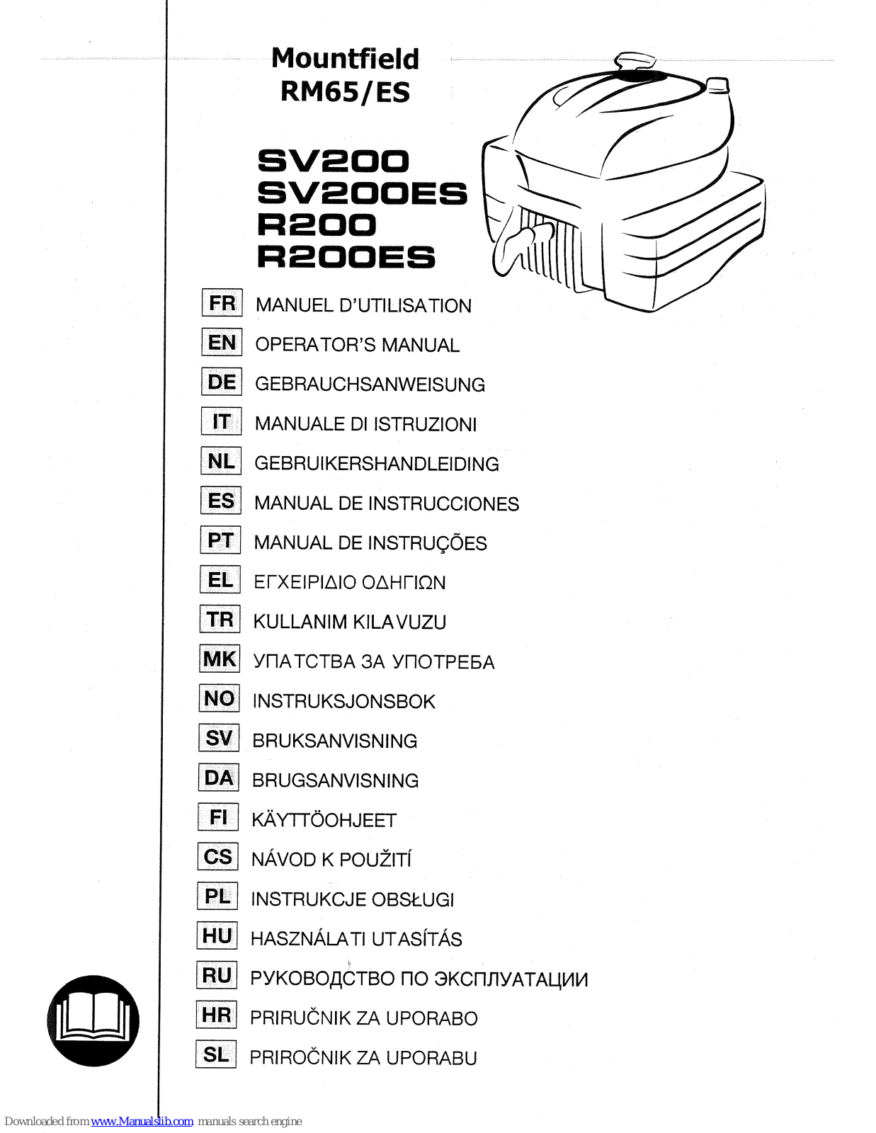 Sumec SV200, SV200ES, R200, R200ES Operator's Manual