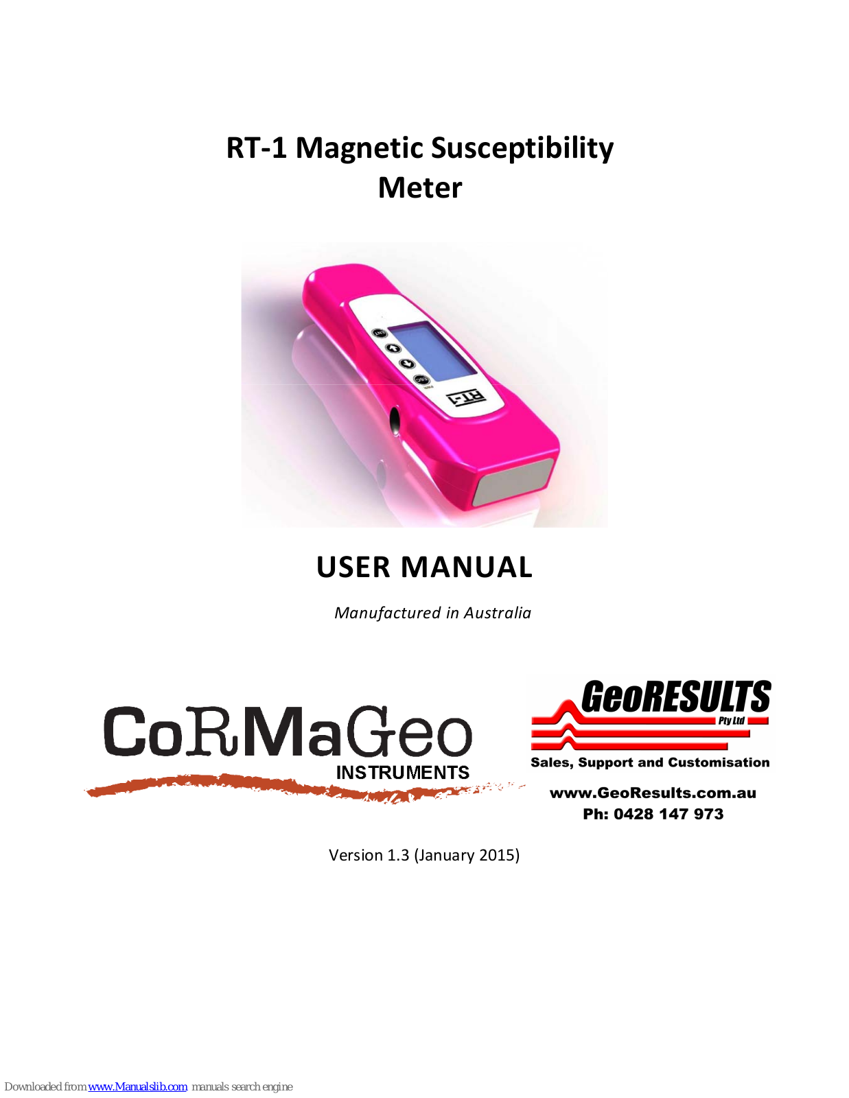 CoRMaGeo Instruments RT-1 User Manual