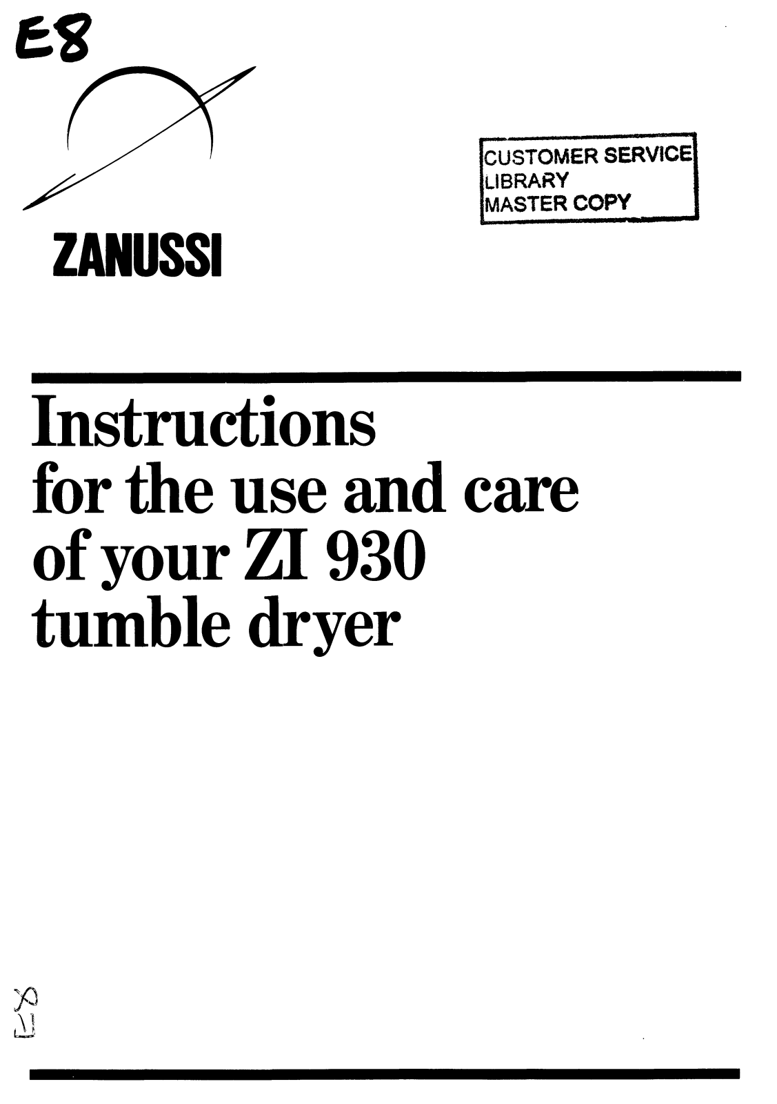 Zanussi ZI 930 User Manual