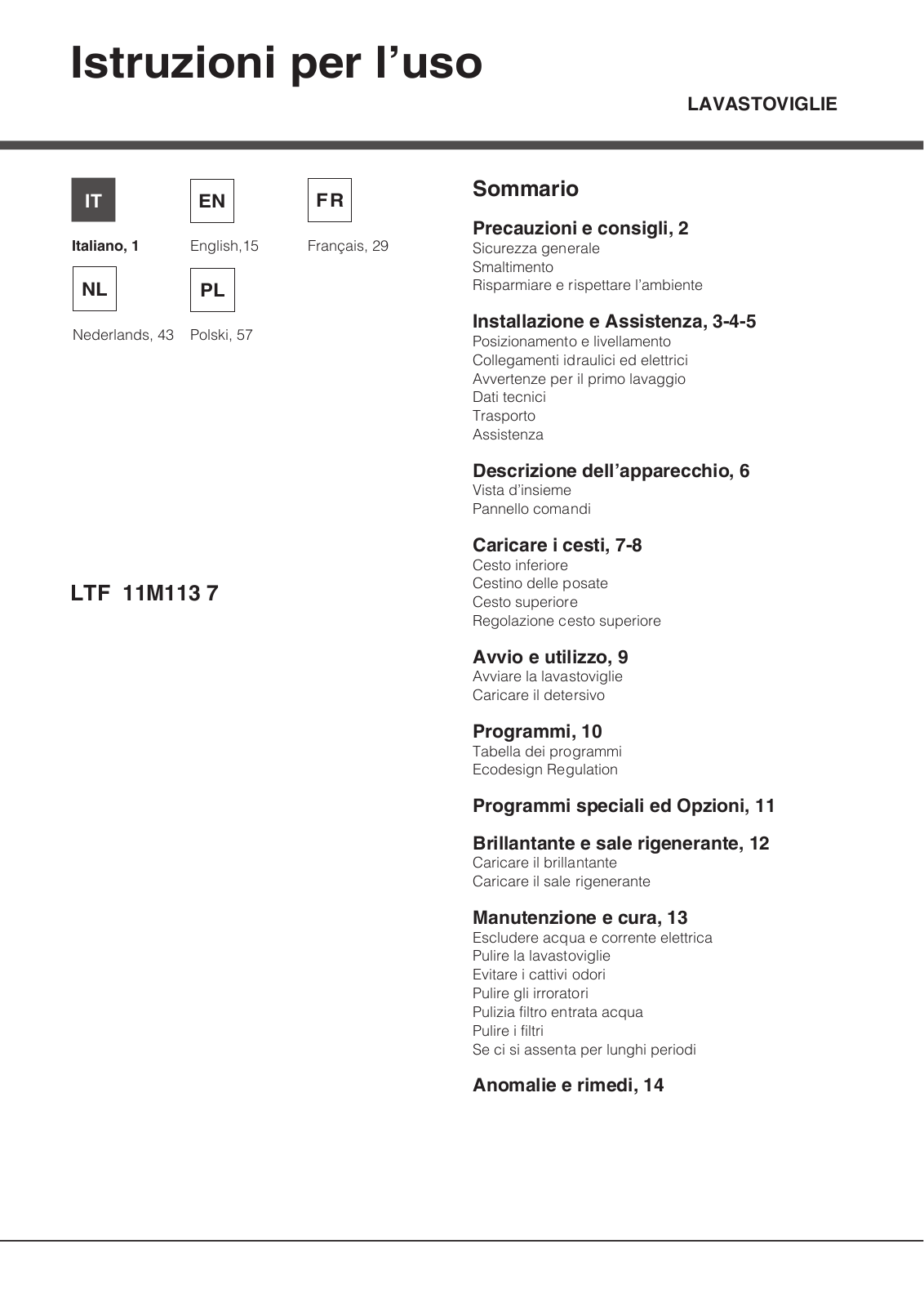 Hotpoint LTF 11M113 7 EU User Manual