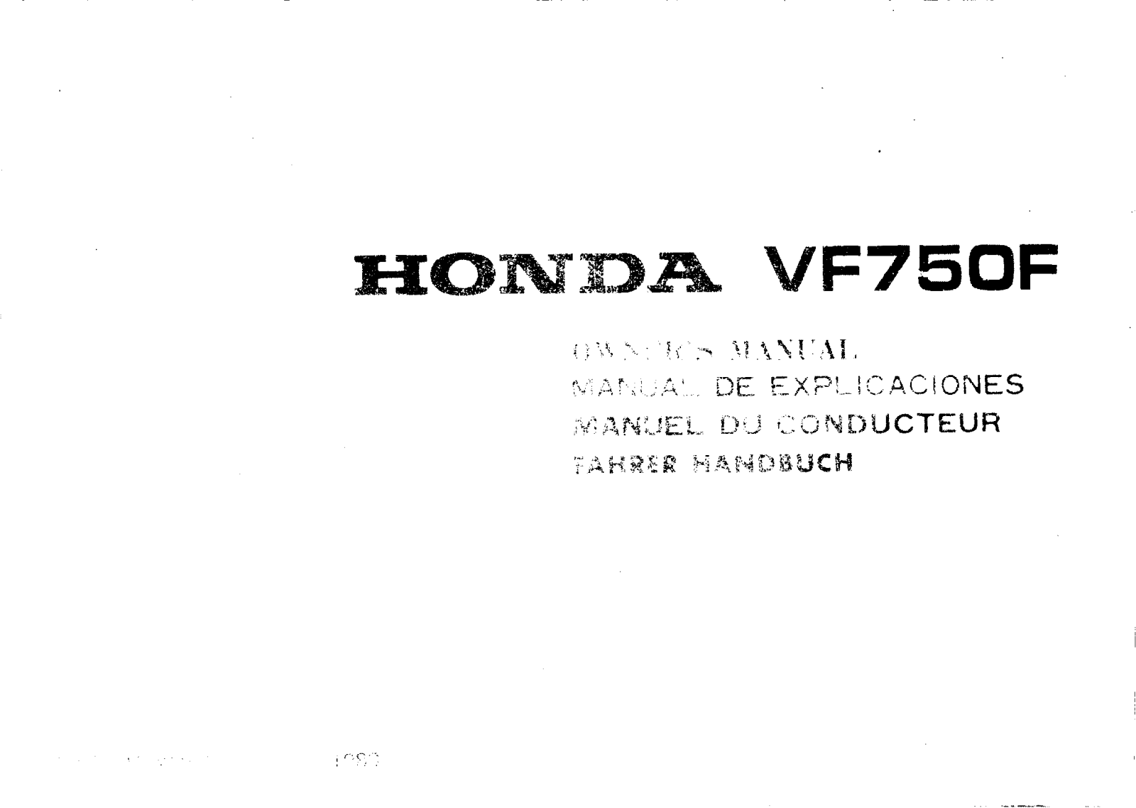 Honda VF750FD 1984 User Manual