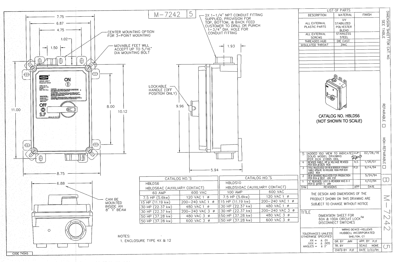 Hubbell HBLDS10 Reference Drawing