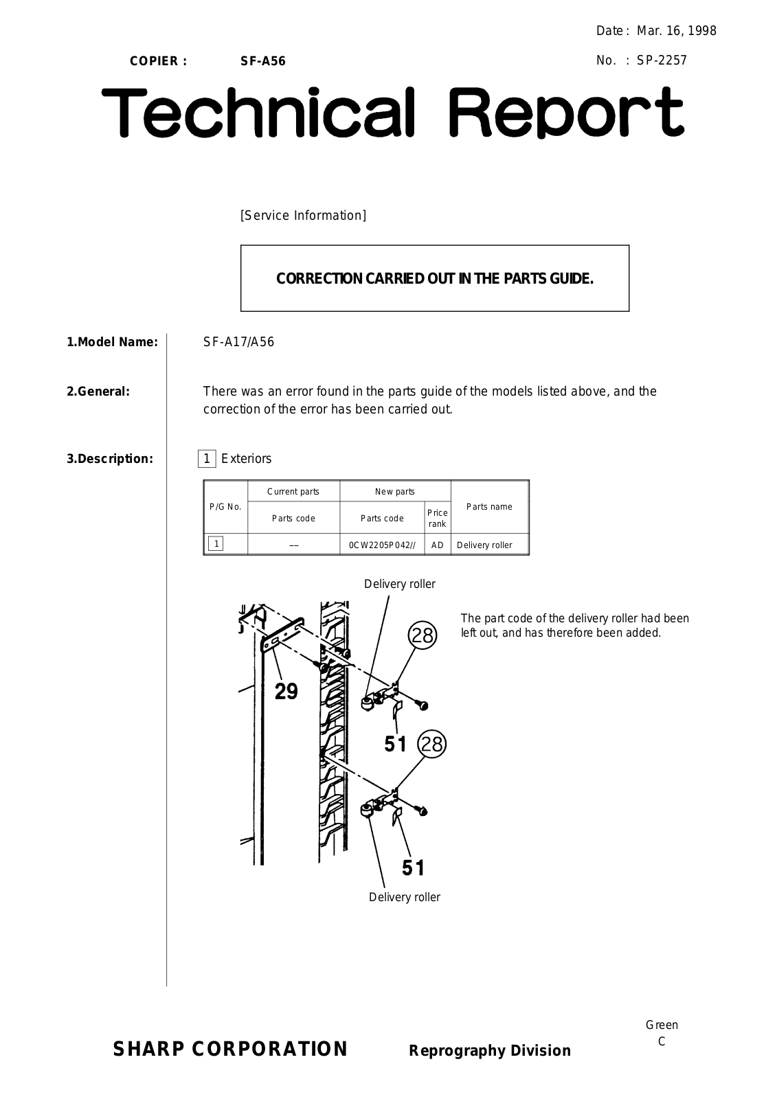 SHARP sp2257 Technical Report