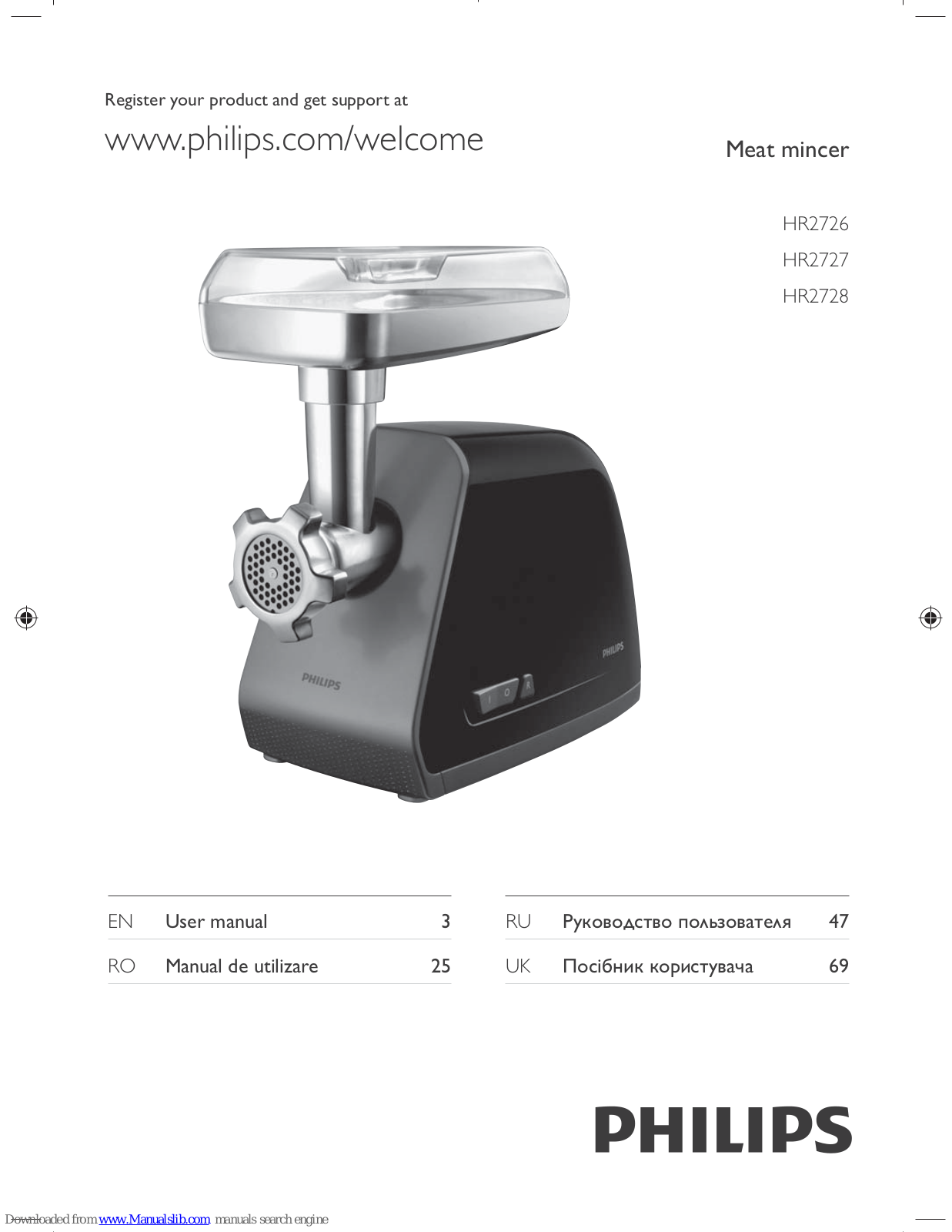 Philips HR2727/50, HR2728/41, HR2726, HR2727, HR2728 User Manual