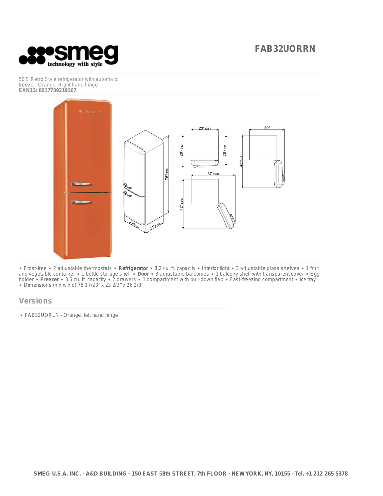 Smeg FAB32UORRN User Manual