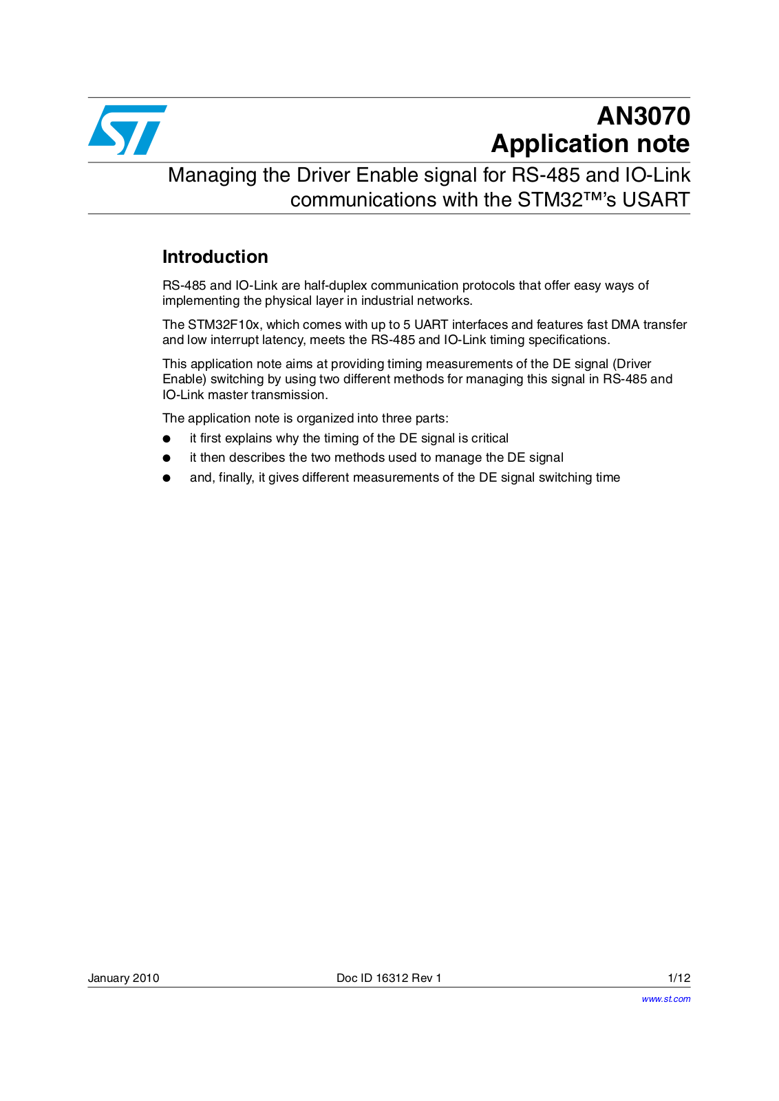 ST AN3070 Application note