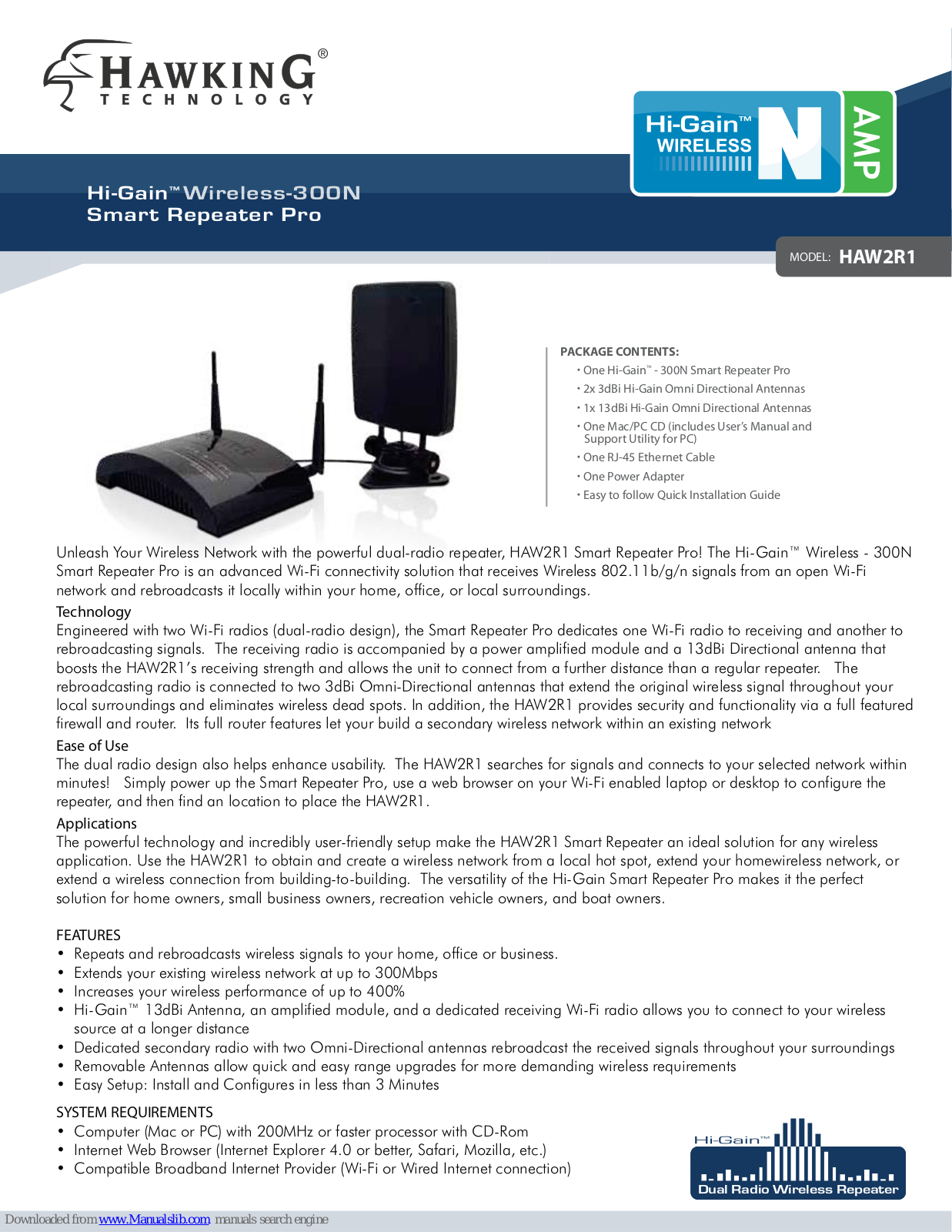 Hawking Hi-Gain HAW2R1 Package Contents Manual