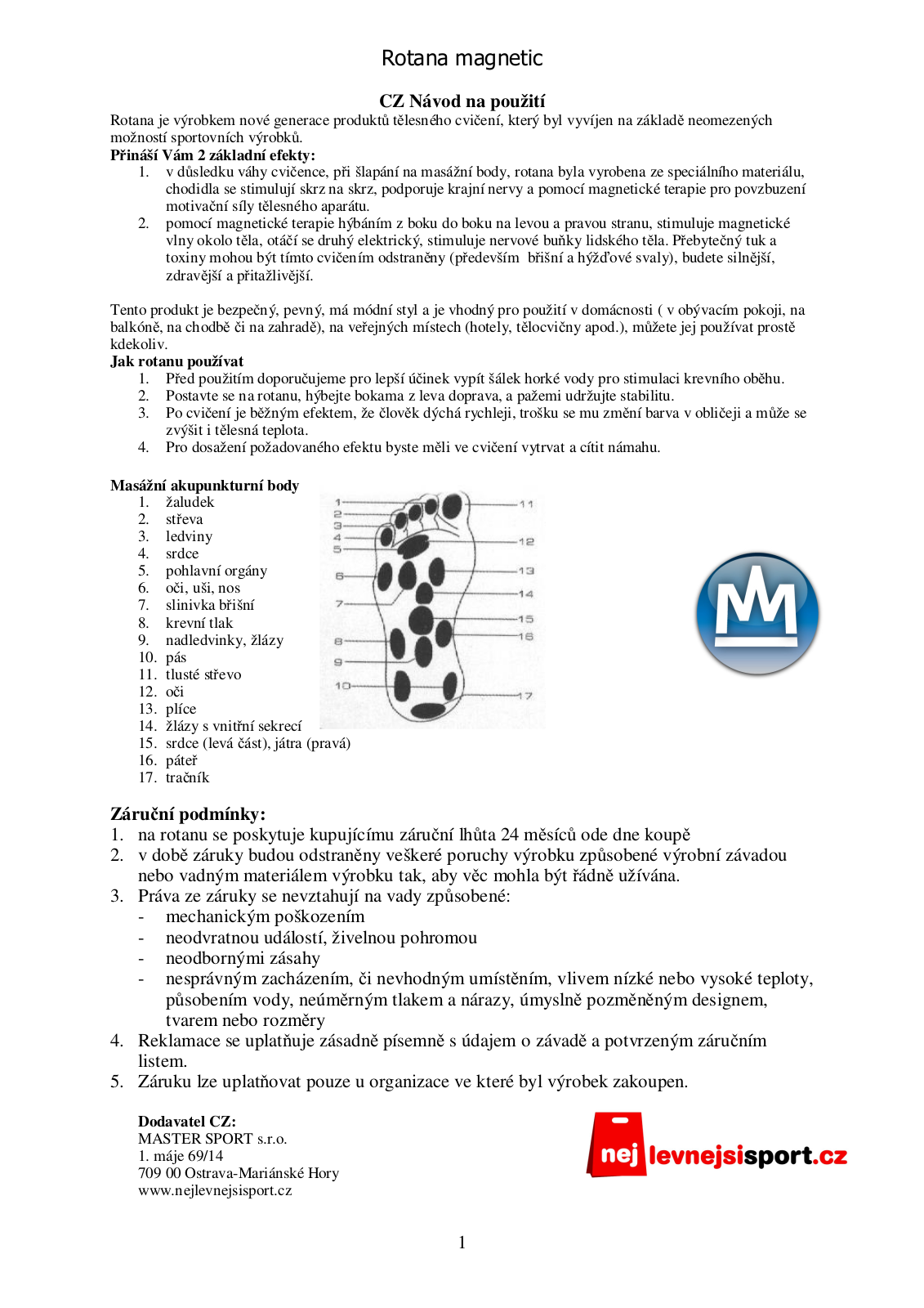 Master Rotana magnetic User Manual