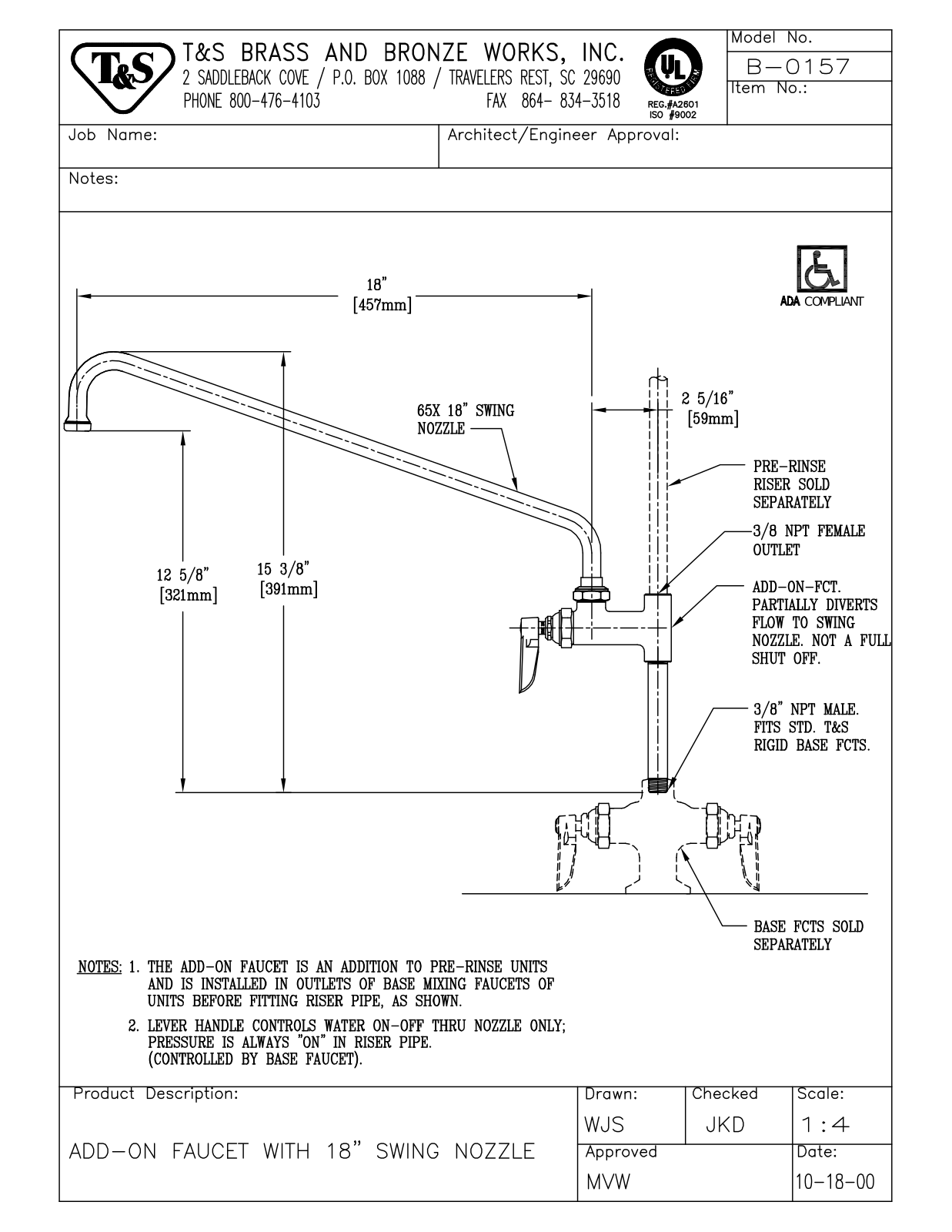 T & S Brass & Bronze Works B-0157 General Manual