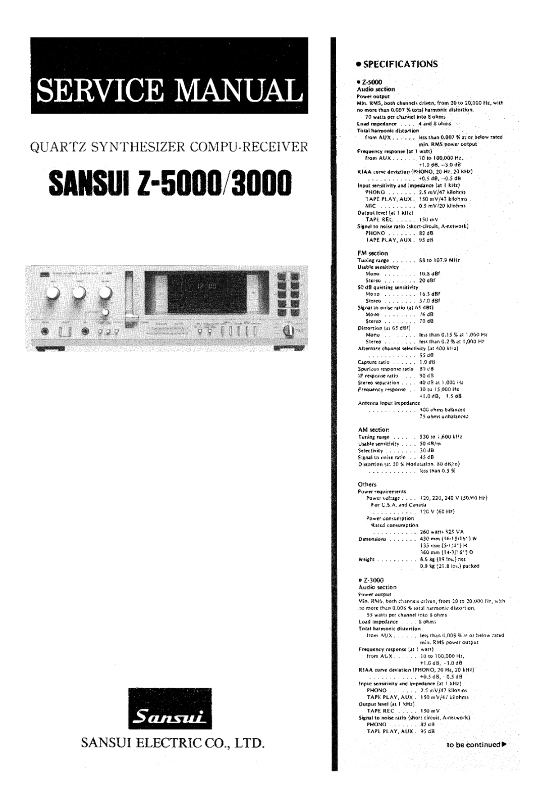 Sansui Z-3000, Z-5000 Service Manual