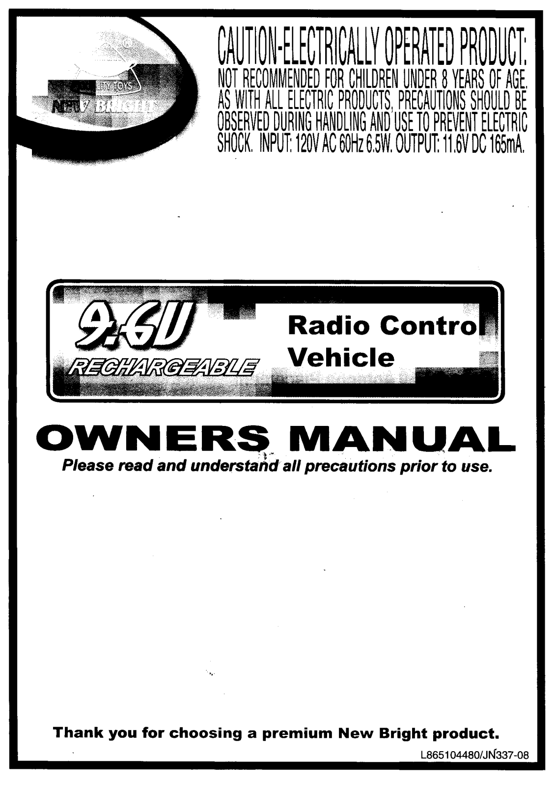 New Bright Co 10833HK User Manual