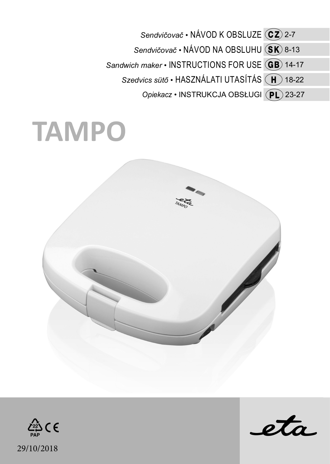 ETA Tampo 4156 90000 User Manual