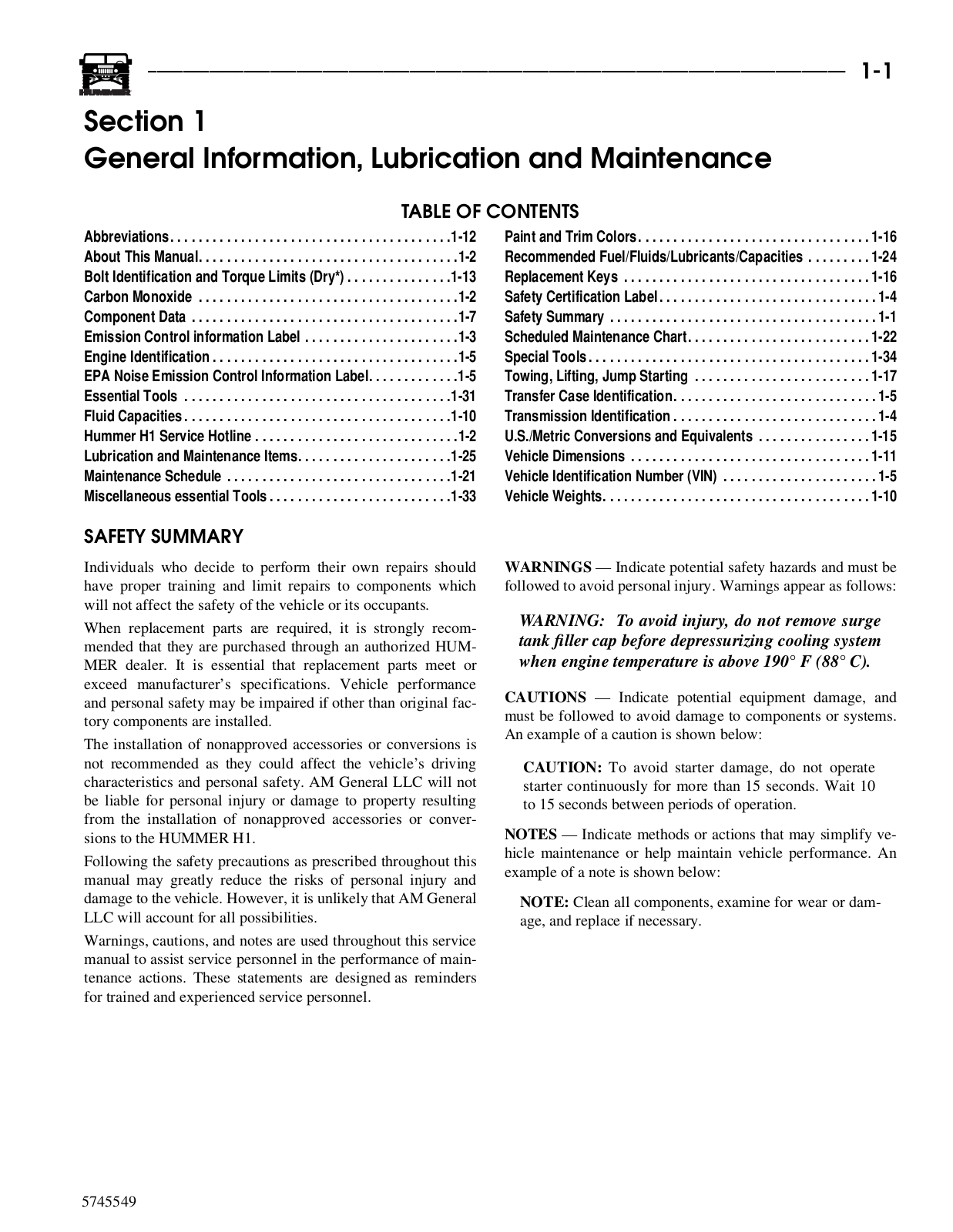 Hummer H1 2003 User Manual