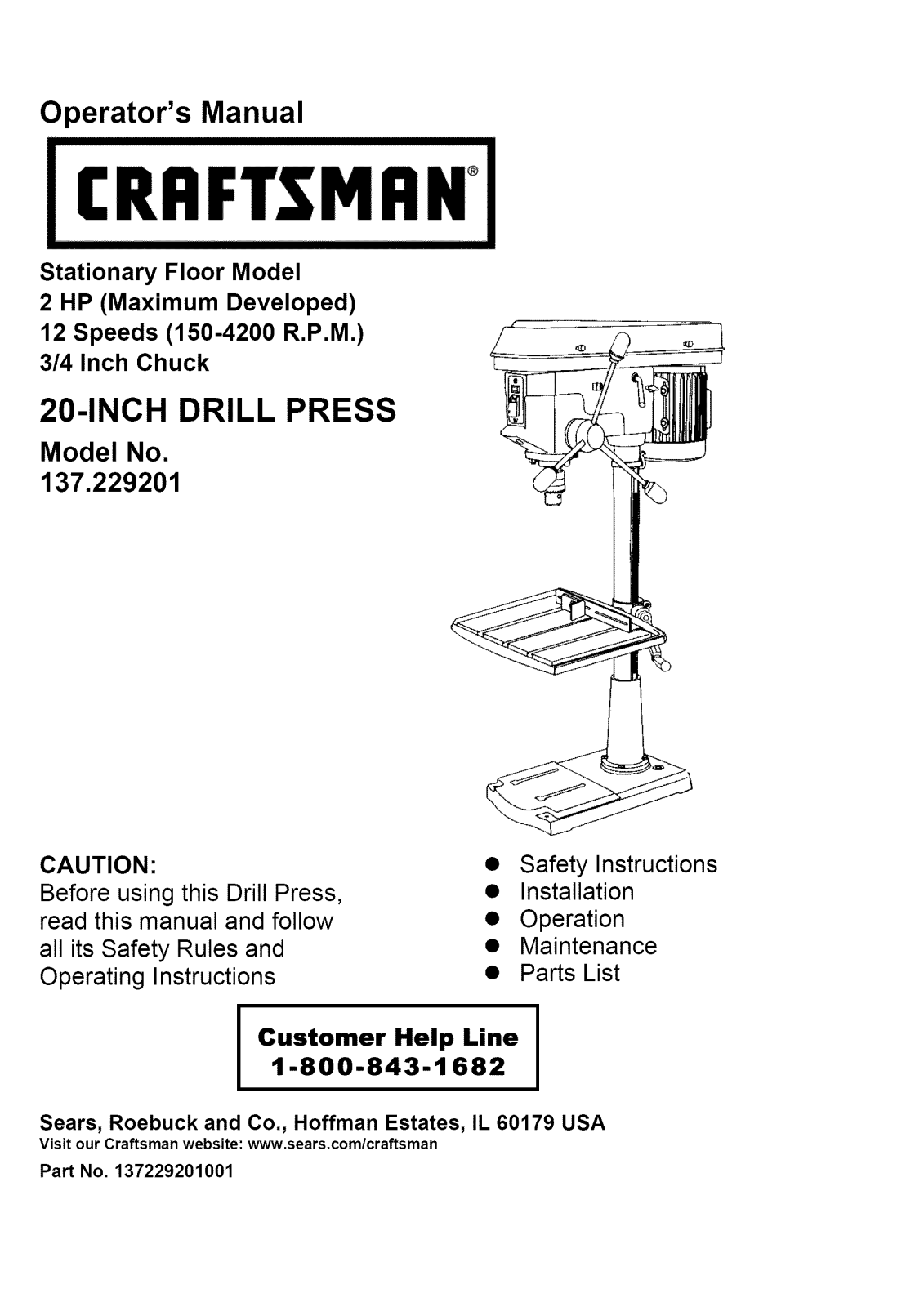 Craftsman 137229200, 137229201 Owner’s Manual